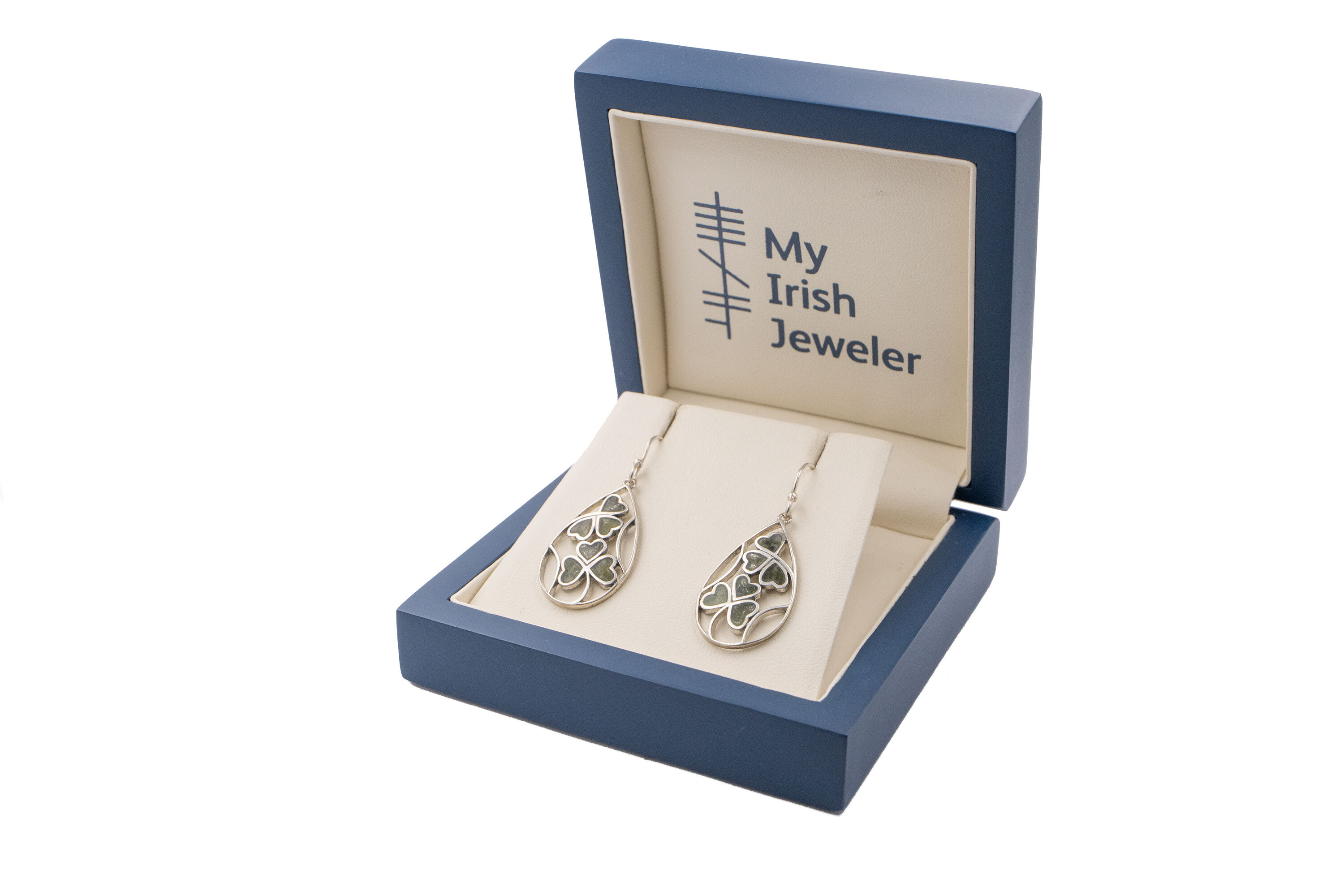 Womens Sterling Silver Shamrock & Connemara Marble Gift Set