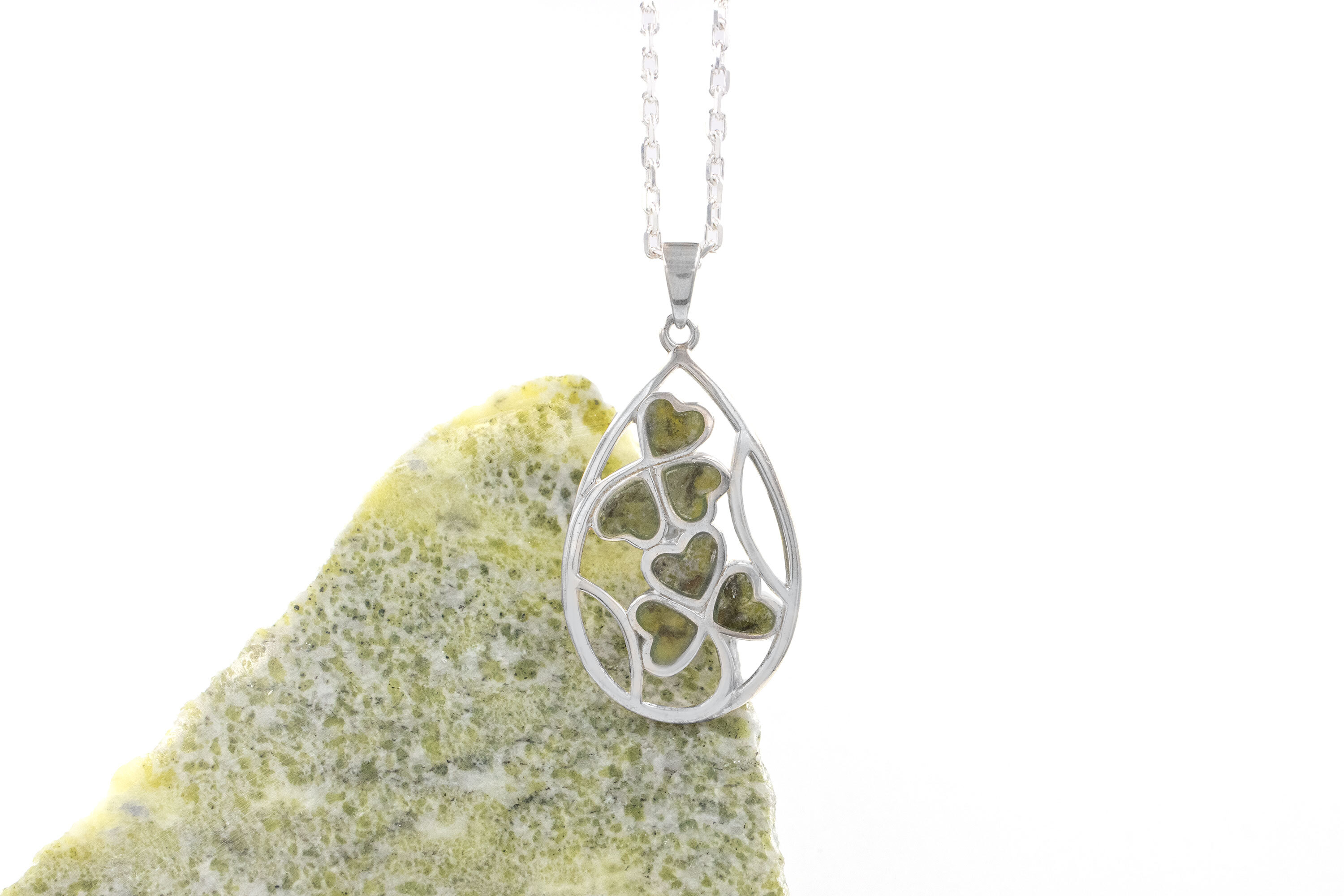 Gorgeous Sterling Silver Shamrock & Connemara Marble Gift Set For Women