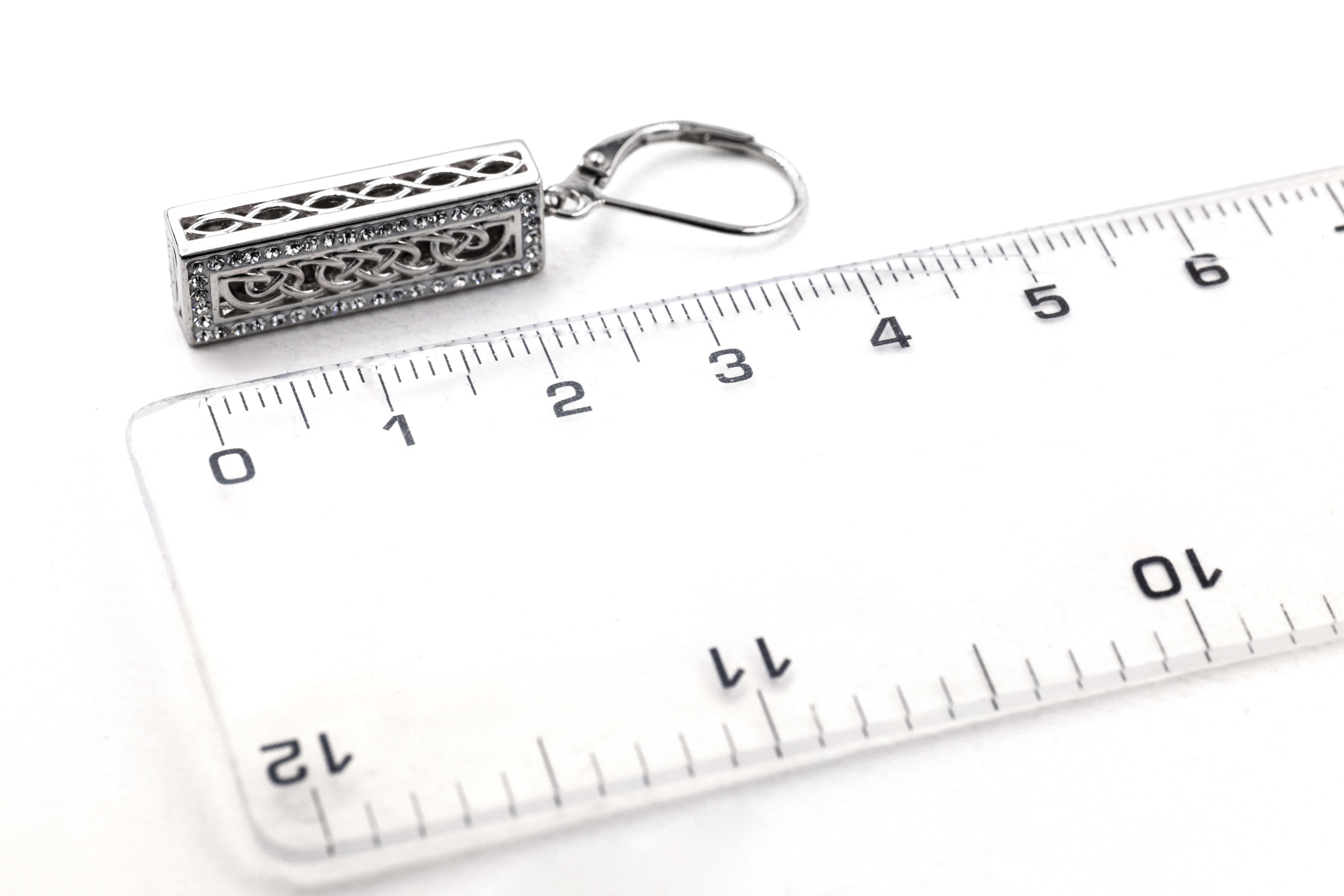 Womens Sterling Silver Celtic Knot Earrings. Side View.