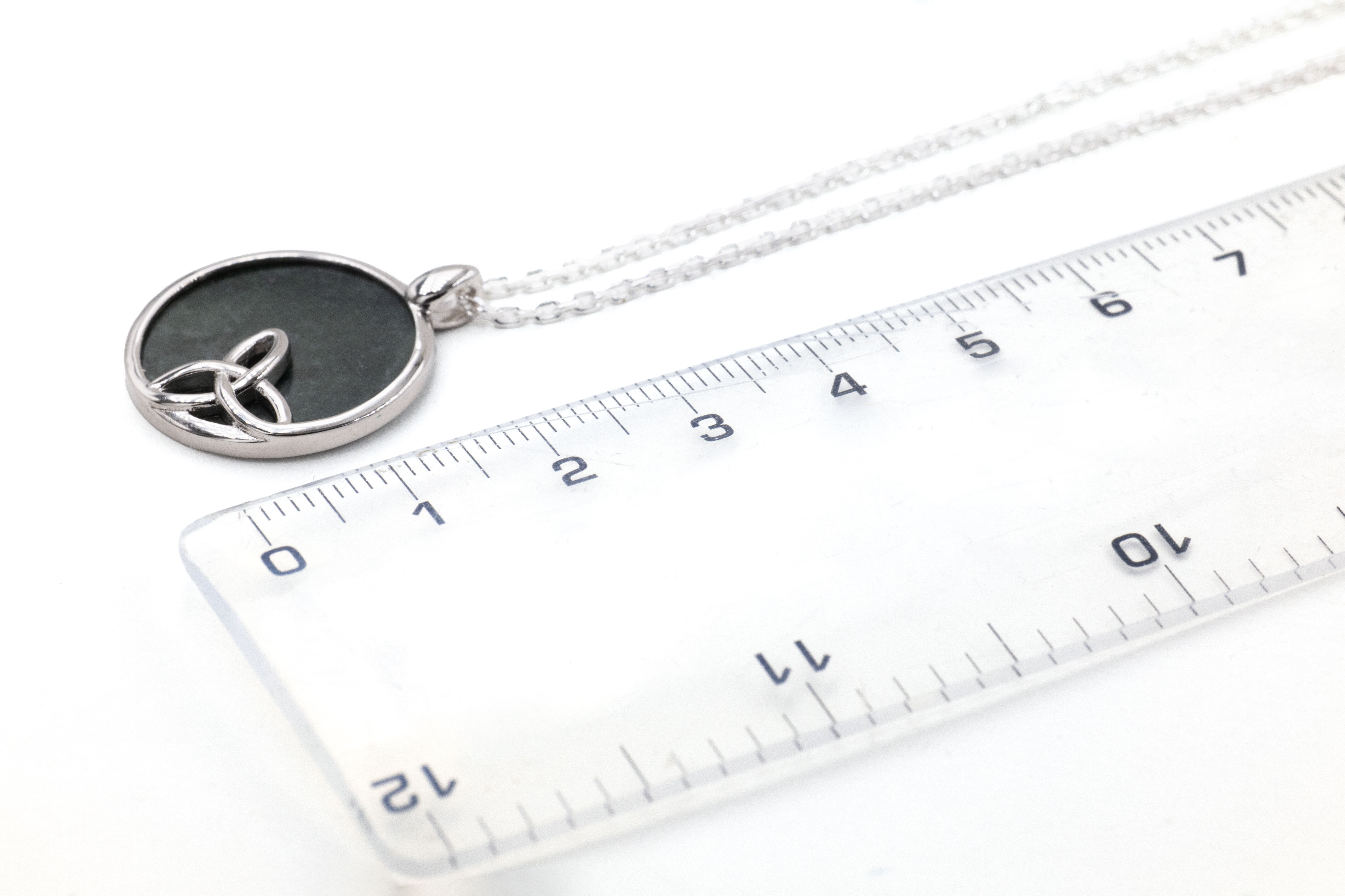 Womens Gorgeous Sterling Silver Connemara Marble Necklace. Side View.