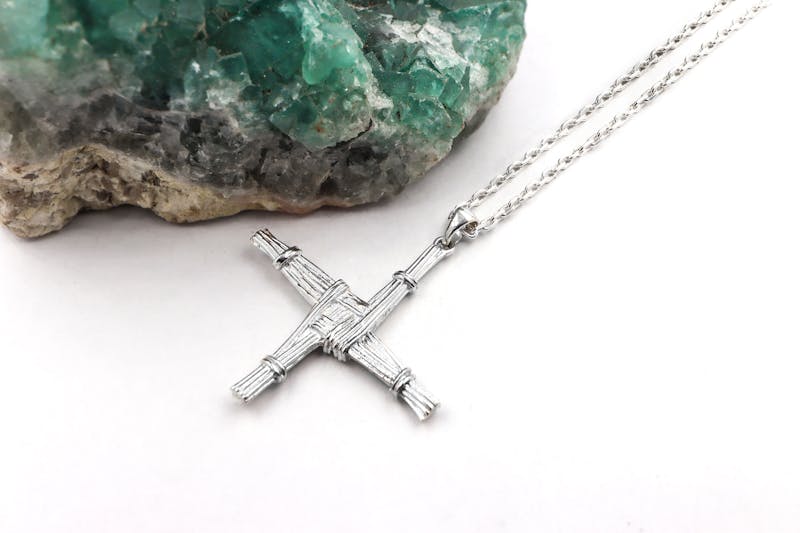 Real Sterling Silver St Brigids Cross Necklace For Women. Side View.