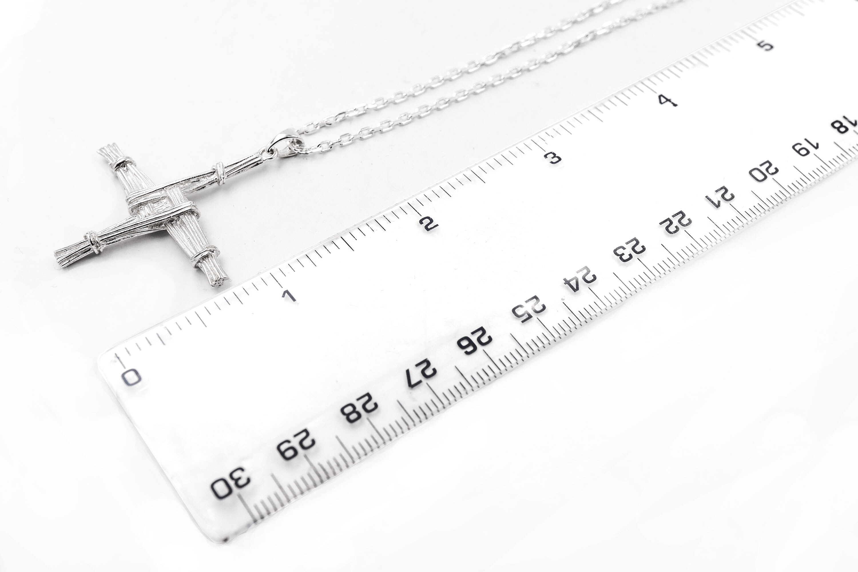 Striking Sterling Silver St Brigids Cross Necklace For Women. Side View.