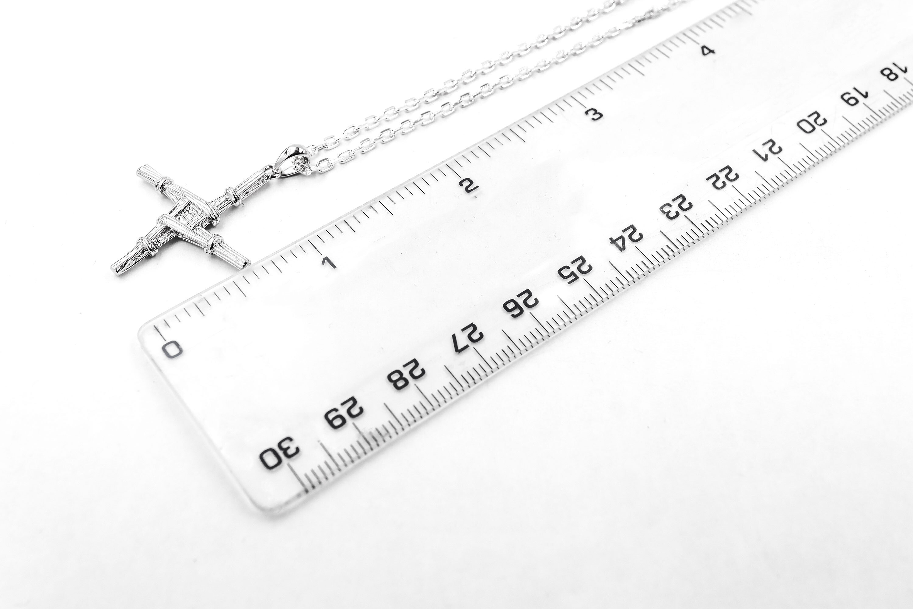 Womens Medium Sized St Brigids Cross Necklace in Real Sterling Silver. Side View.