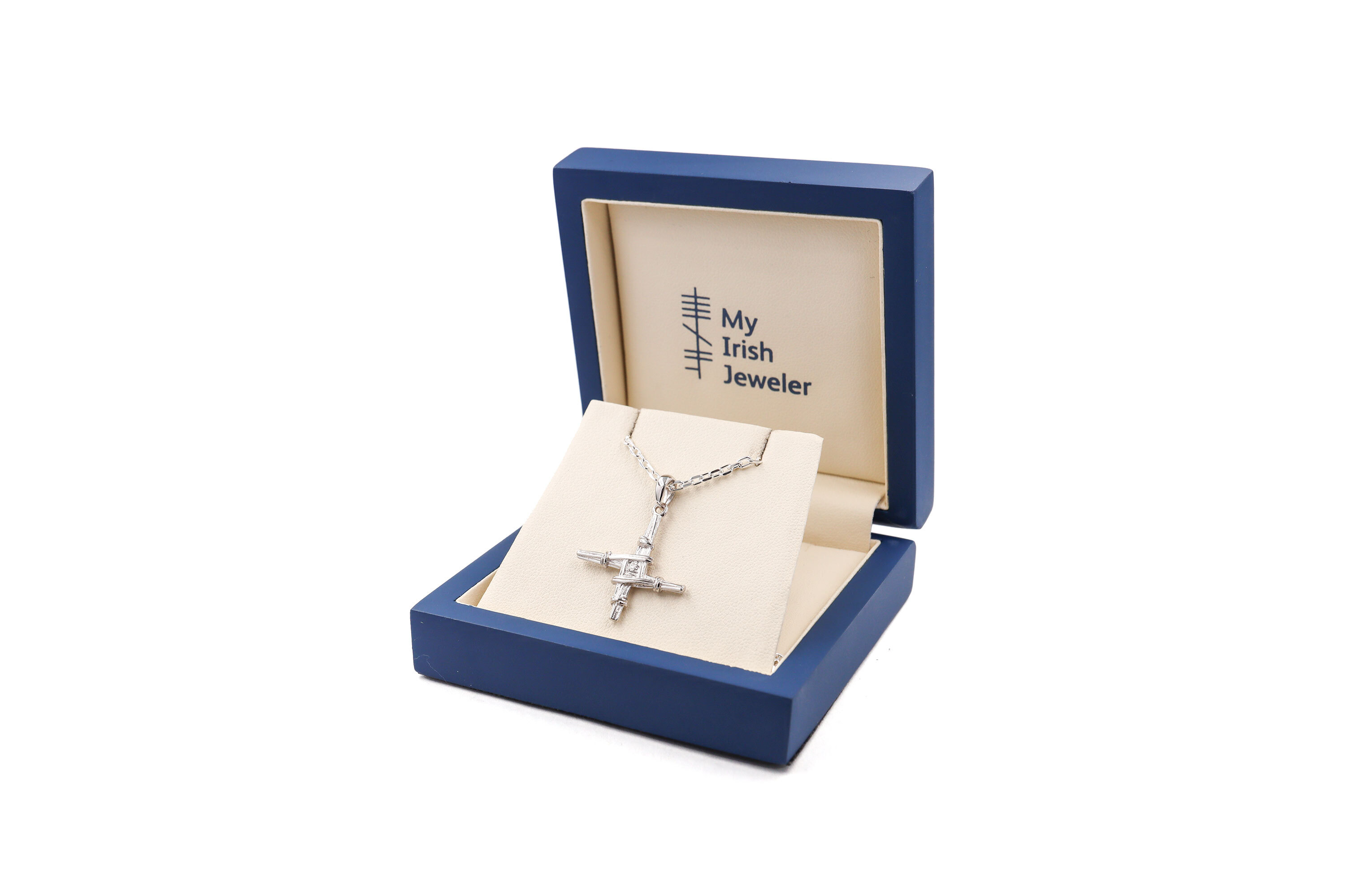 Striking Sterling Silver St Brigids Cross Necklace For Women. Side View.