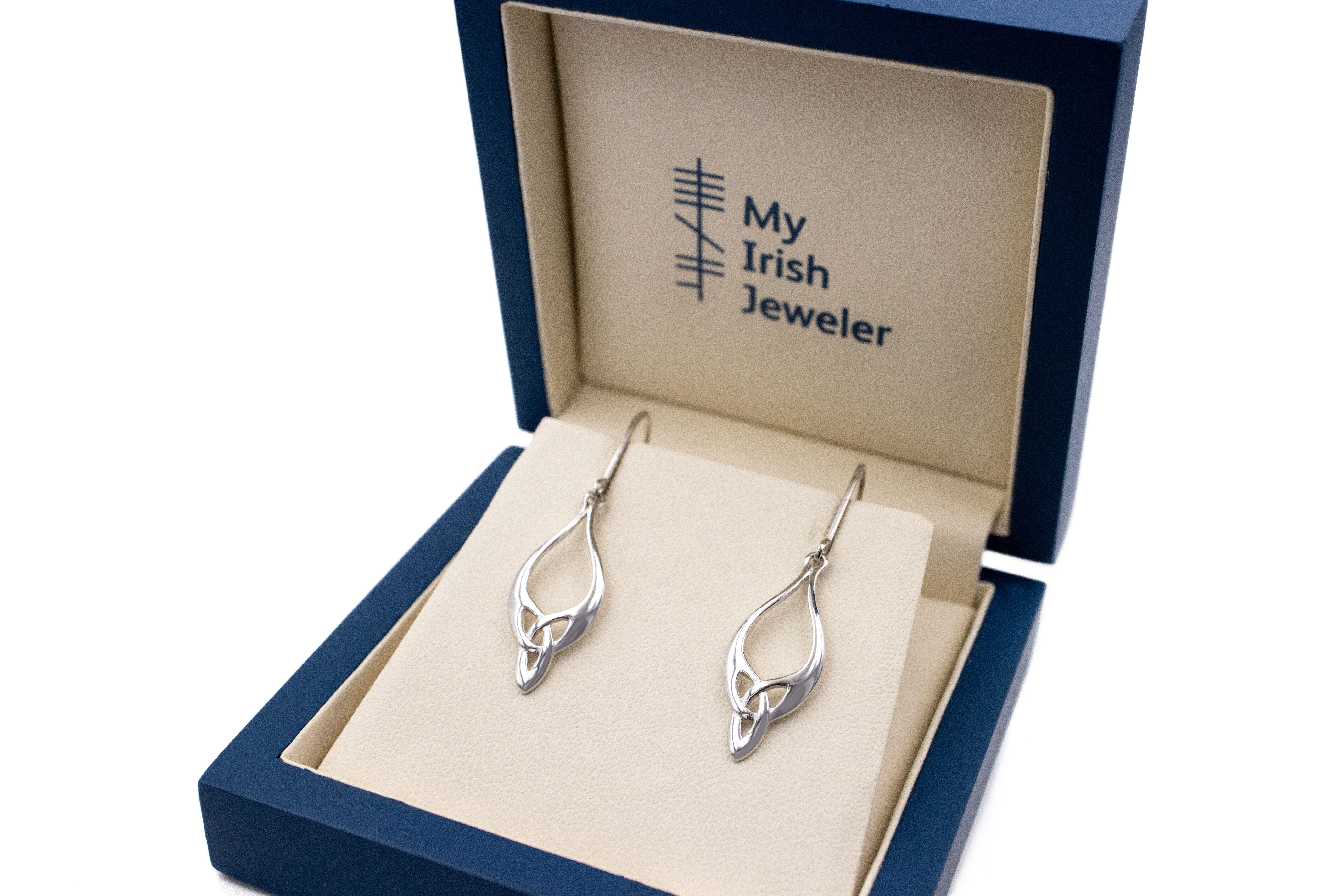 Striking Sterling Silver Trinity Knot Earrings For Women With a Polished Finish. In Luxury Packaging.