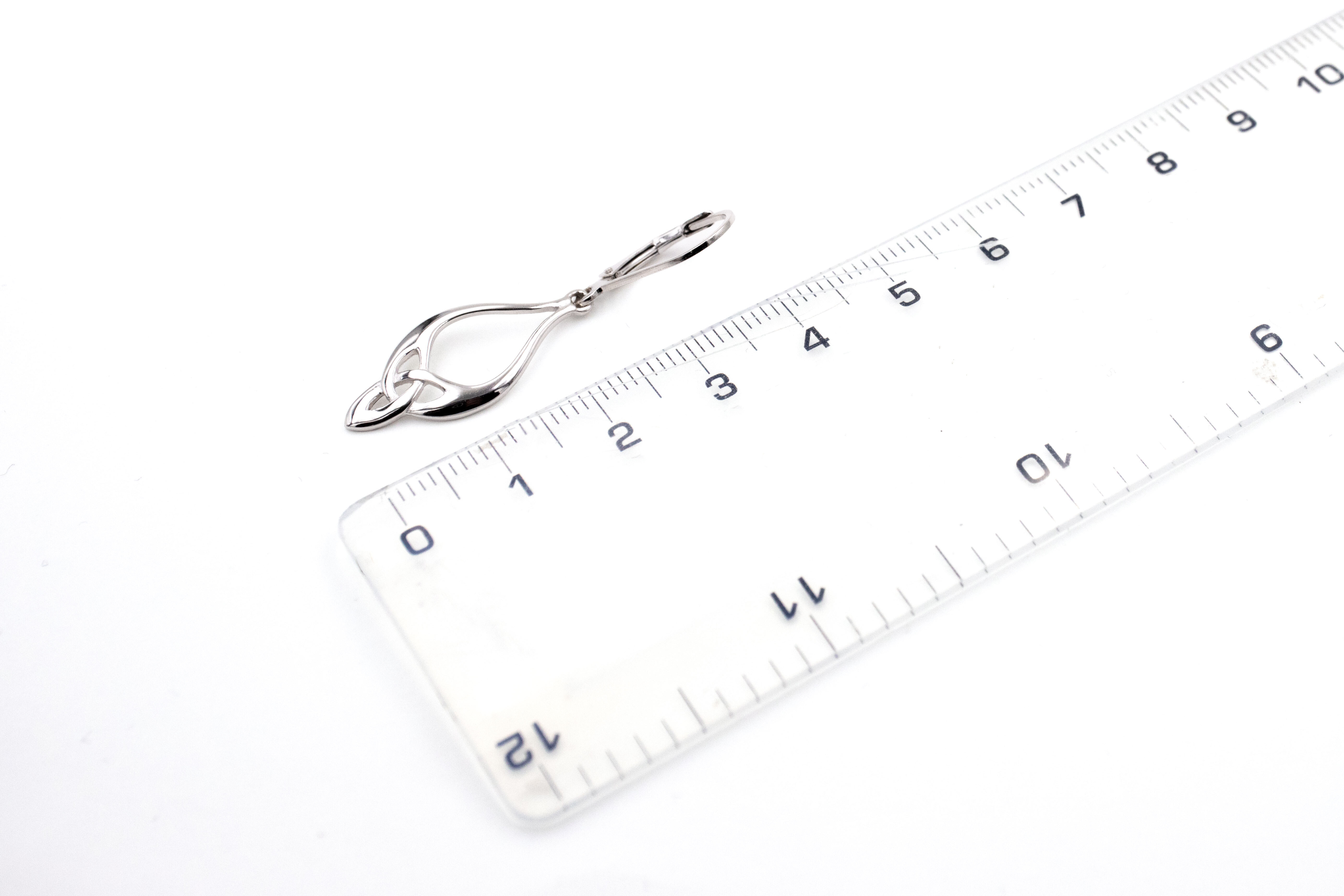 Womens Real Polished Sterling Silver Trinity Knot Earrings. Picture For Scale.