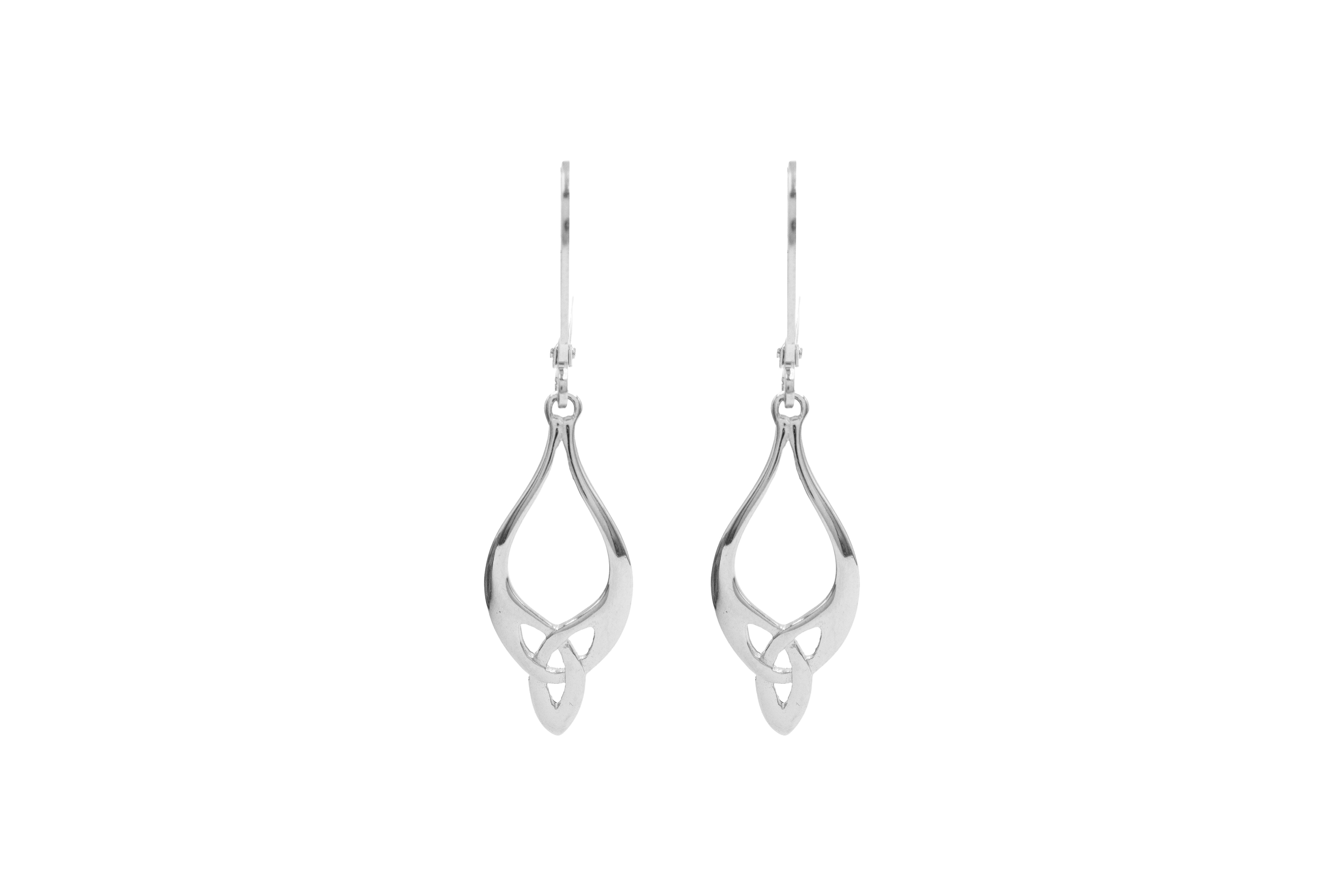 Womens Polished Sterling Silver Trinity Knot Earrings