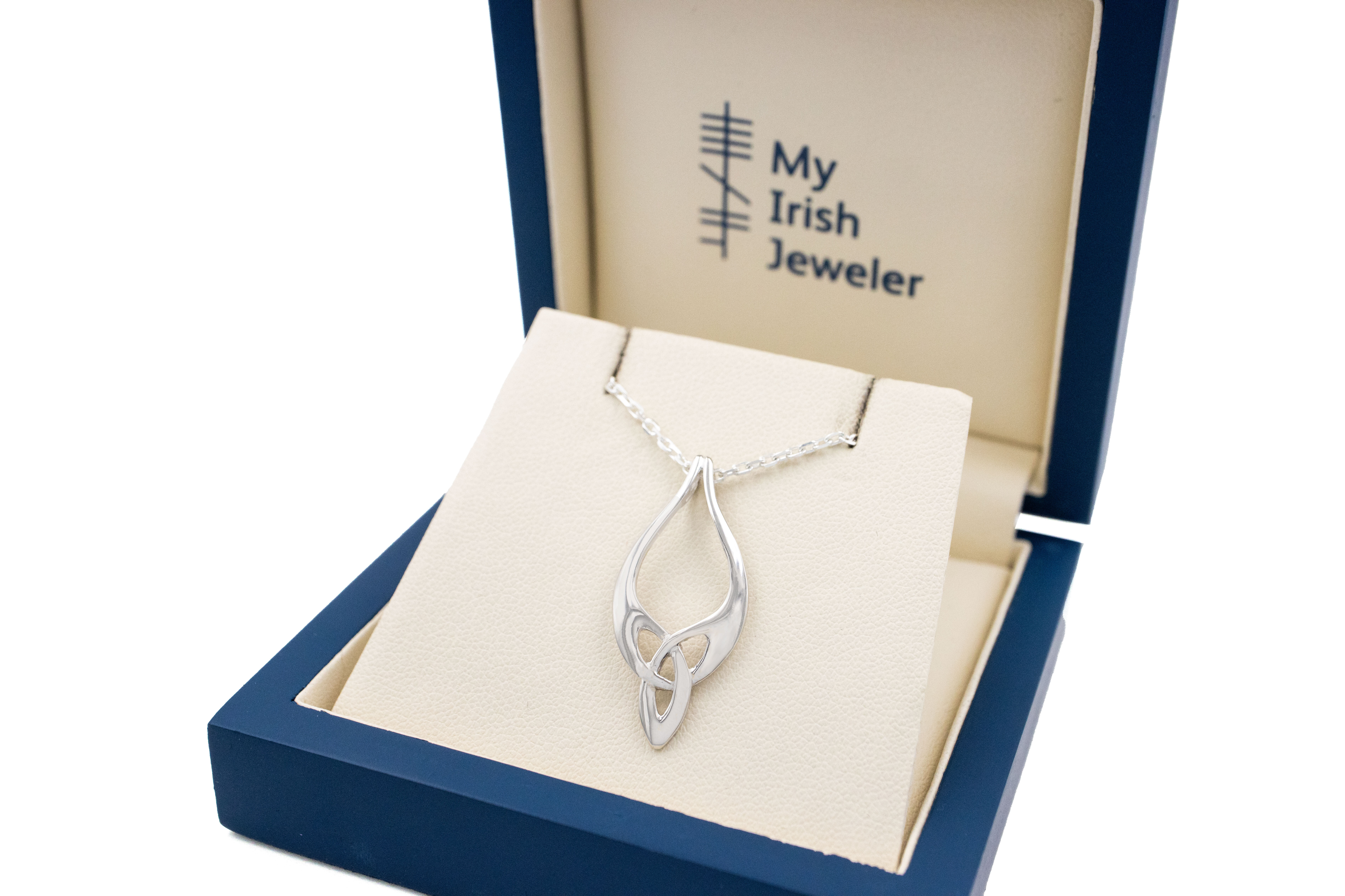 Womens Trinity Knot Necklace in Sterling Silver With a Polished Finish. In Luxury Packaging.