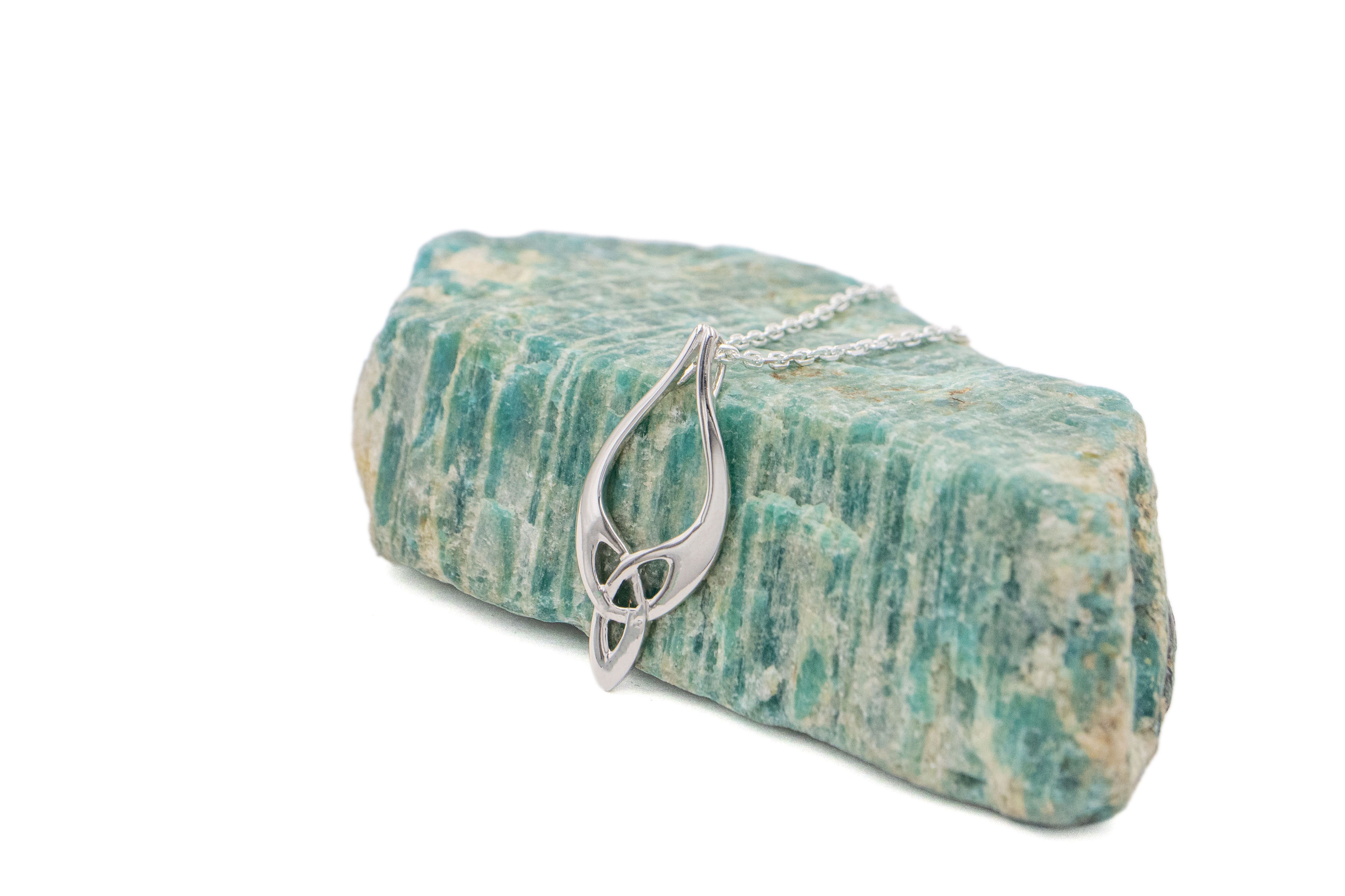 Striking Sterling Silver Trinity Knot Necklace For Women With a Polished Finish