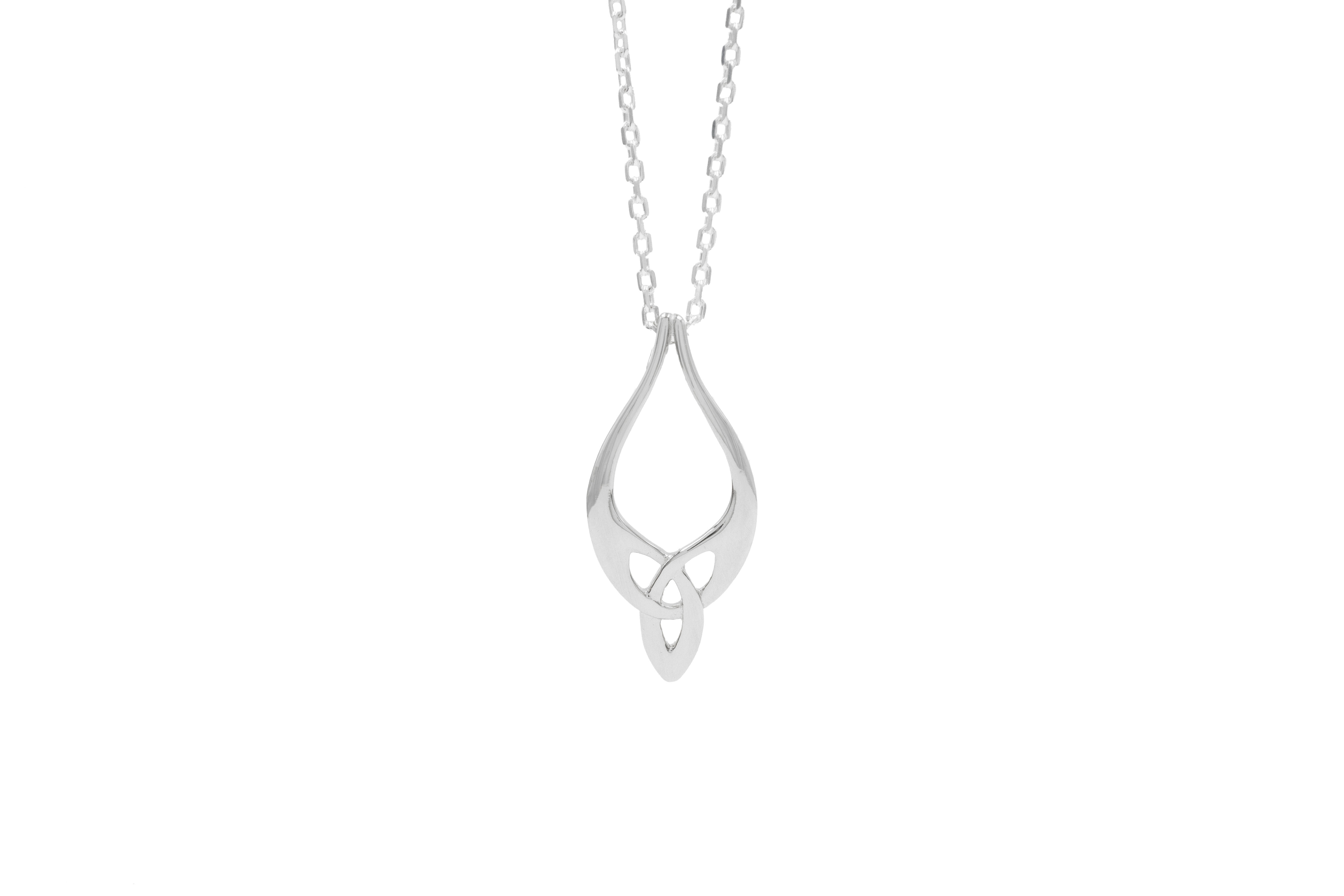 Striking Sterling Silver Trinity Knot Necklace For Women With a Polished Finish