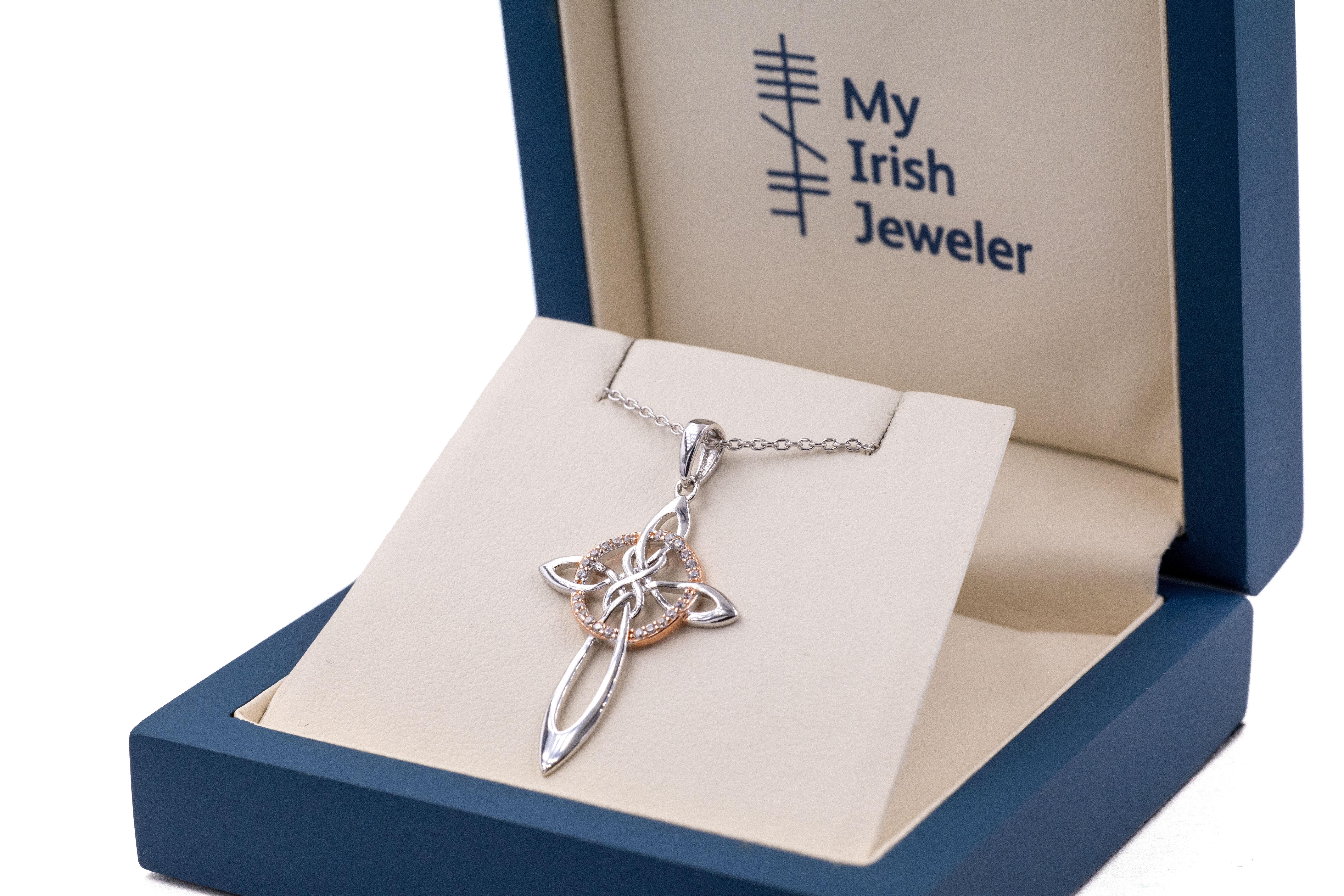 Attractive Sterling Silver Celtic Cross Necklace With a Polished Finish For Women. In Luxury Packaging.