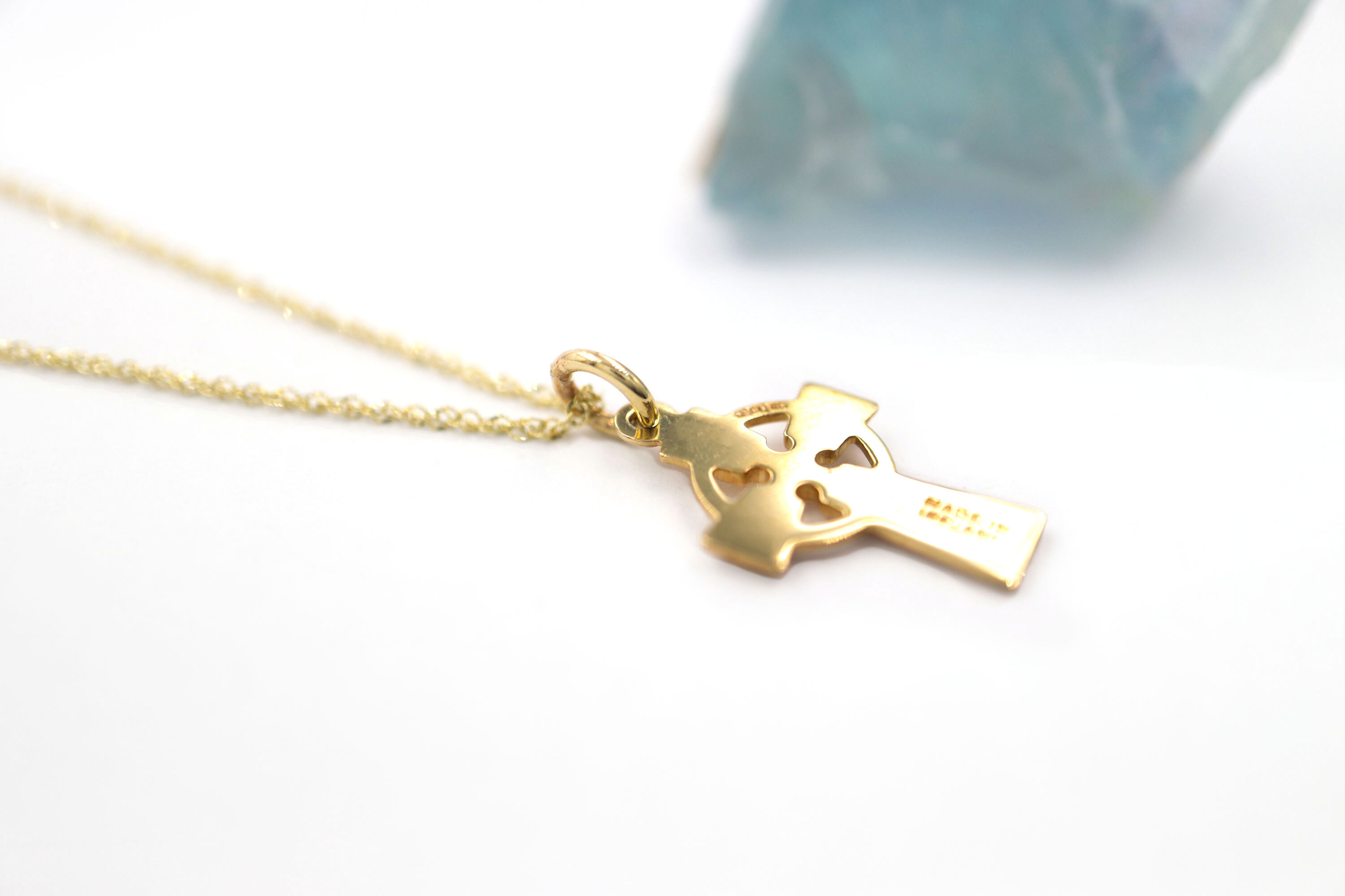 Kids Celtic Cross Necklace in Yellow Gold