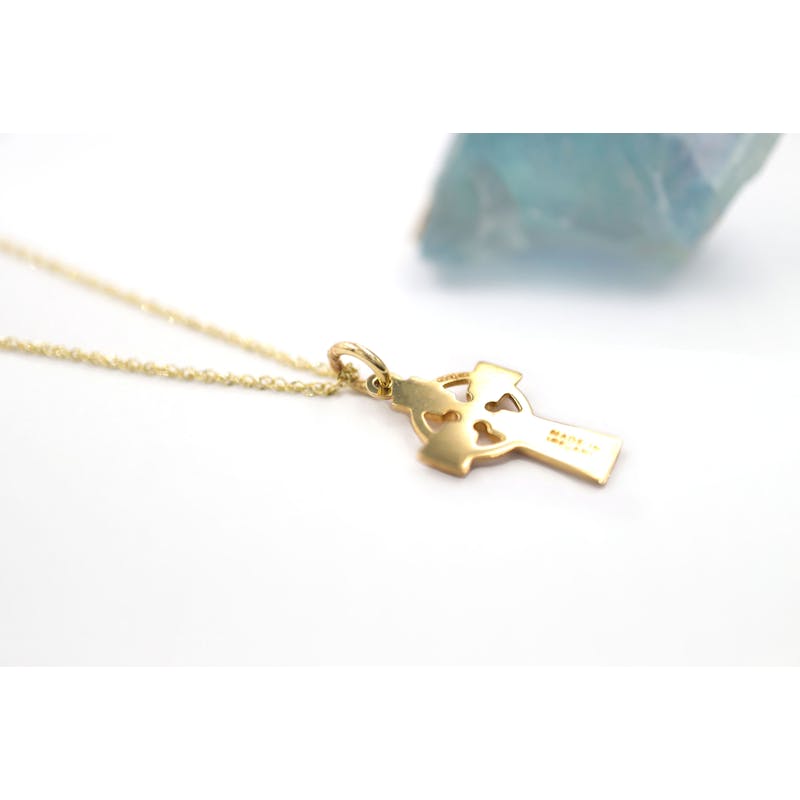 Kids Celtic Cross Necklace in Yellow Gold