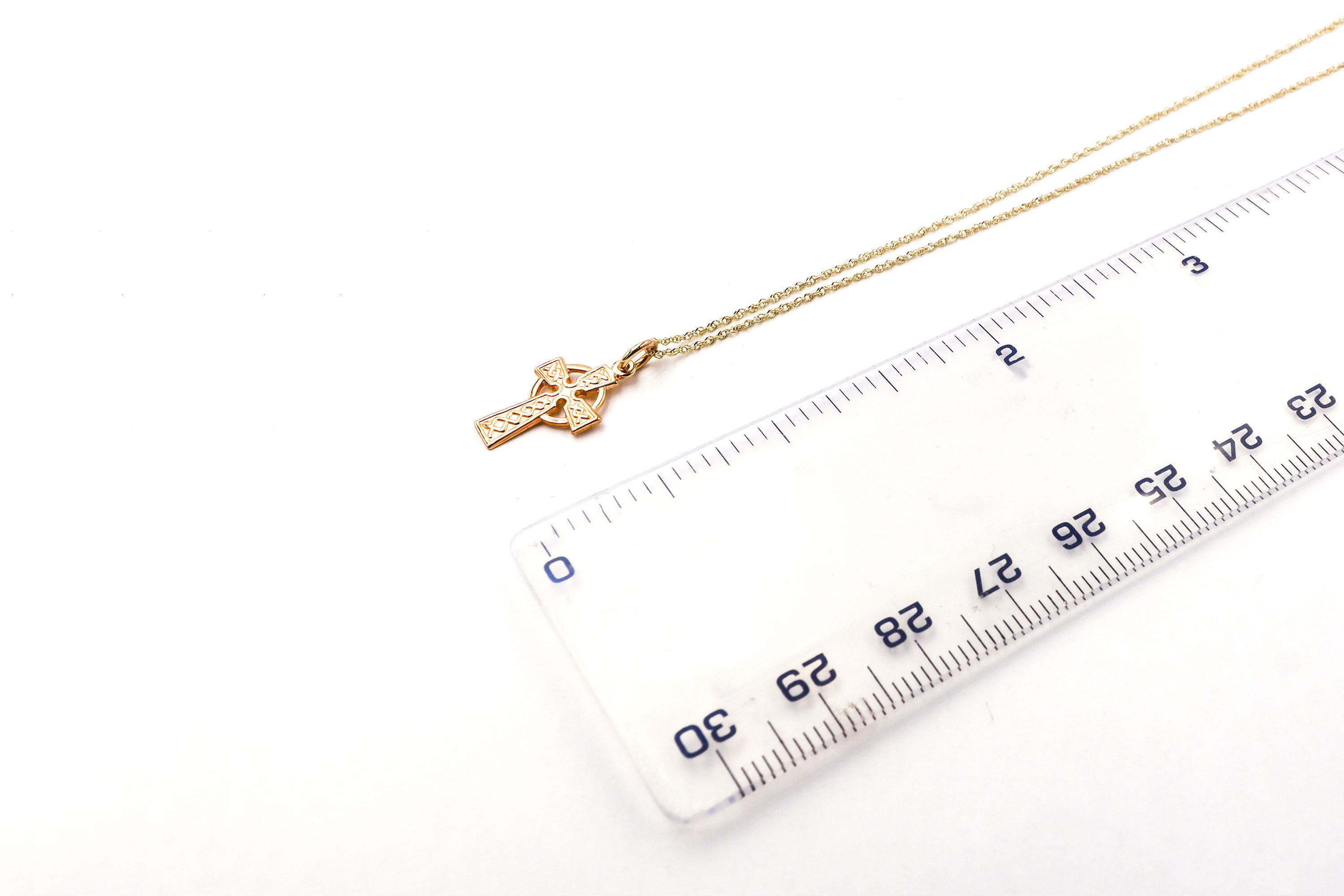 Genuine 10K Yellow Gold Celtic Cross Necklace For Children