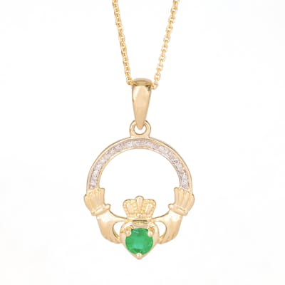 Emerald Claddagh Necklace