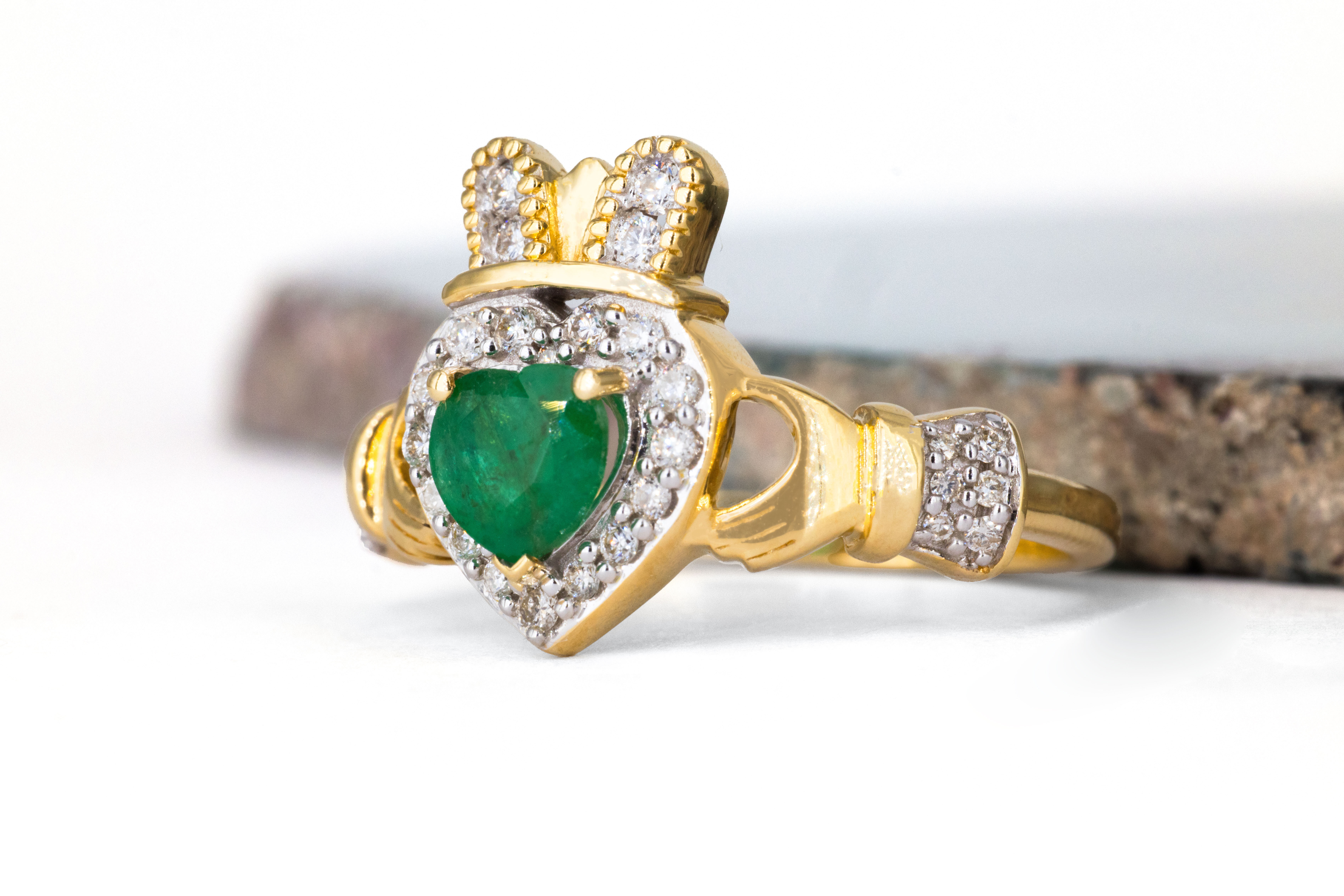 Real Yellow Gold Claddagh Engagement Ring For Women