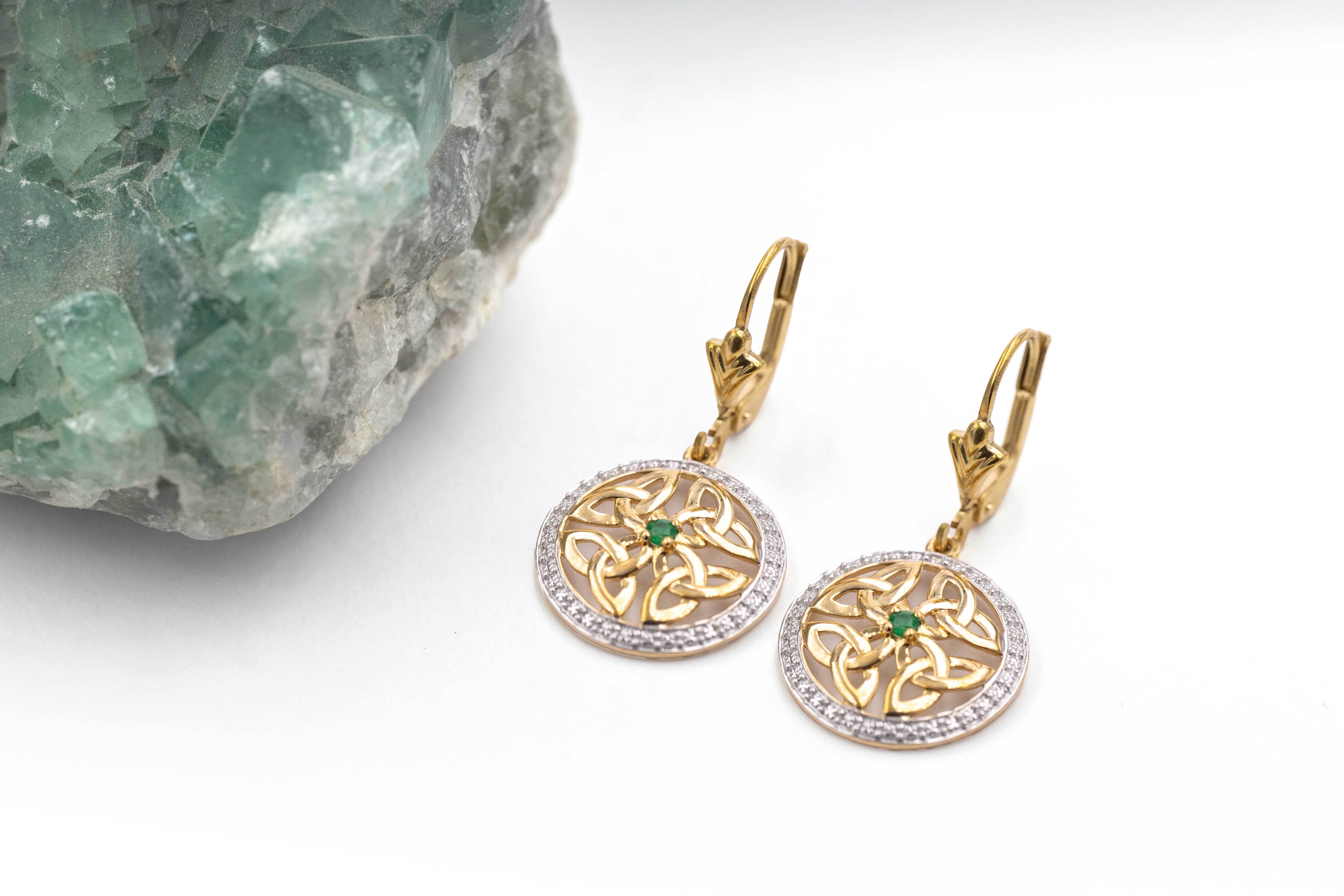 Womens Trinity Knot Earrings in Real 14K Yellow Gold