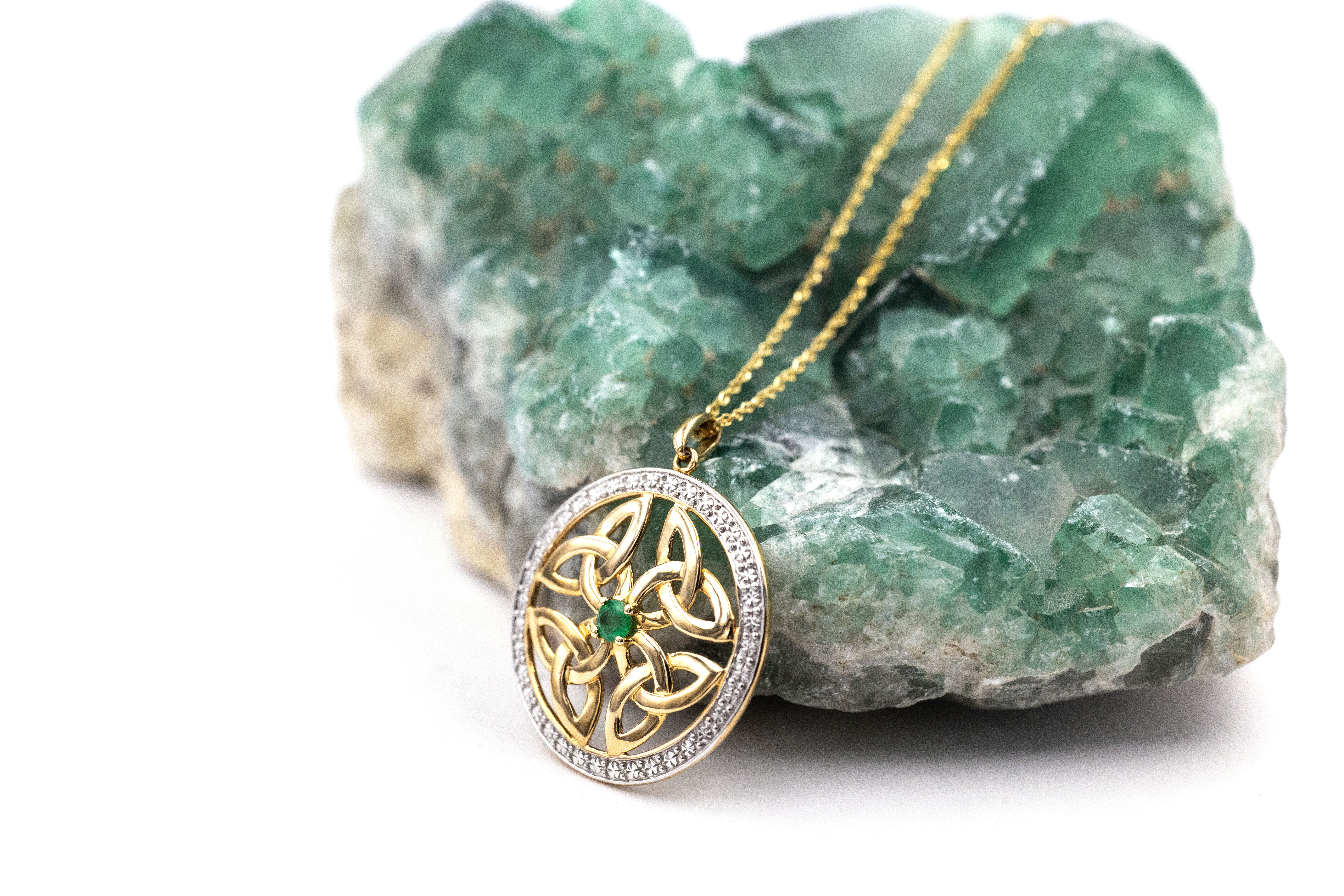 Womens Trinity Knot Necklace in Real 14K Yellow Gold