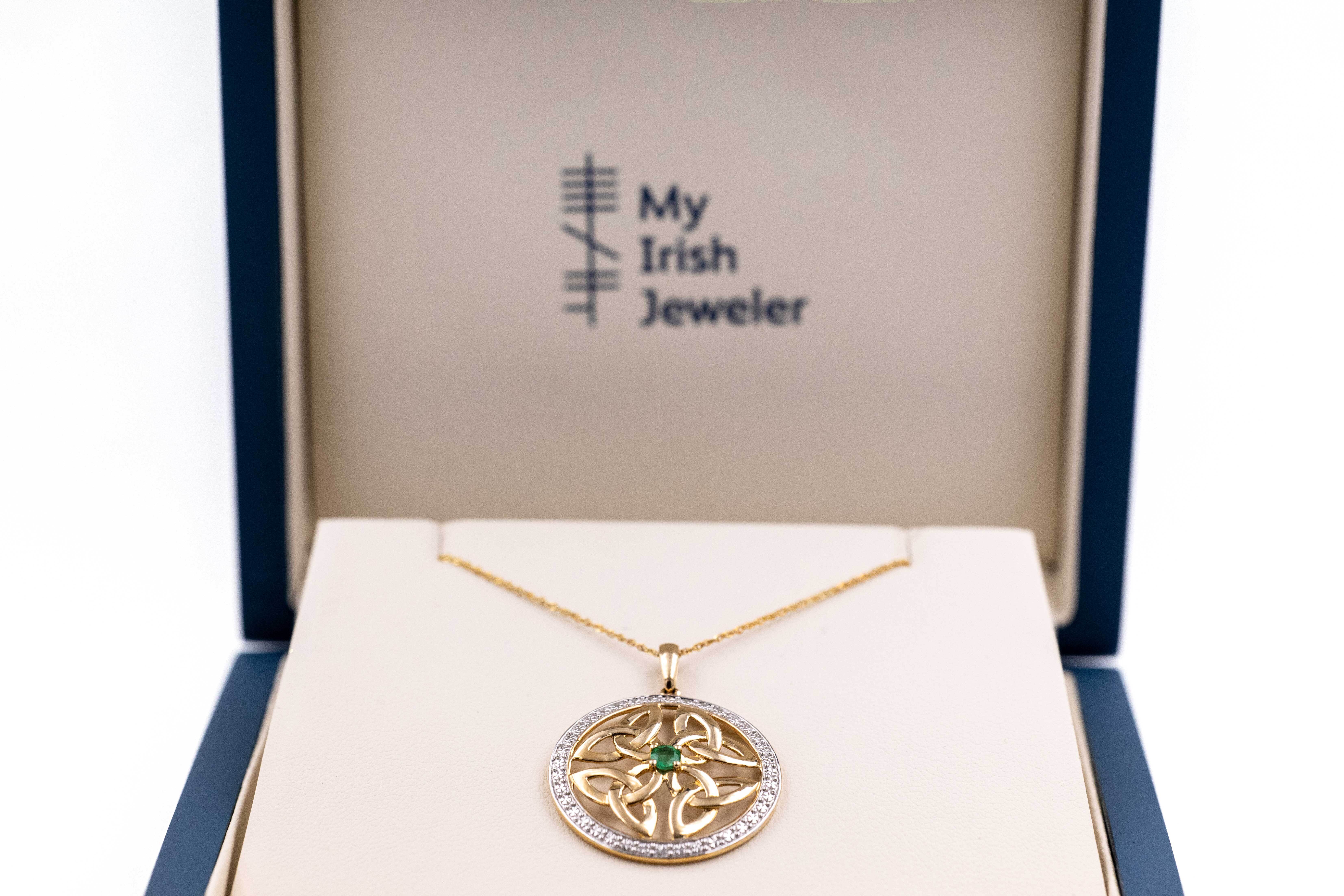 Womens Real 14K Yellow Gold Trinity Knot Necklace. In Luxury Packaging.