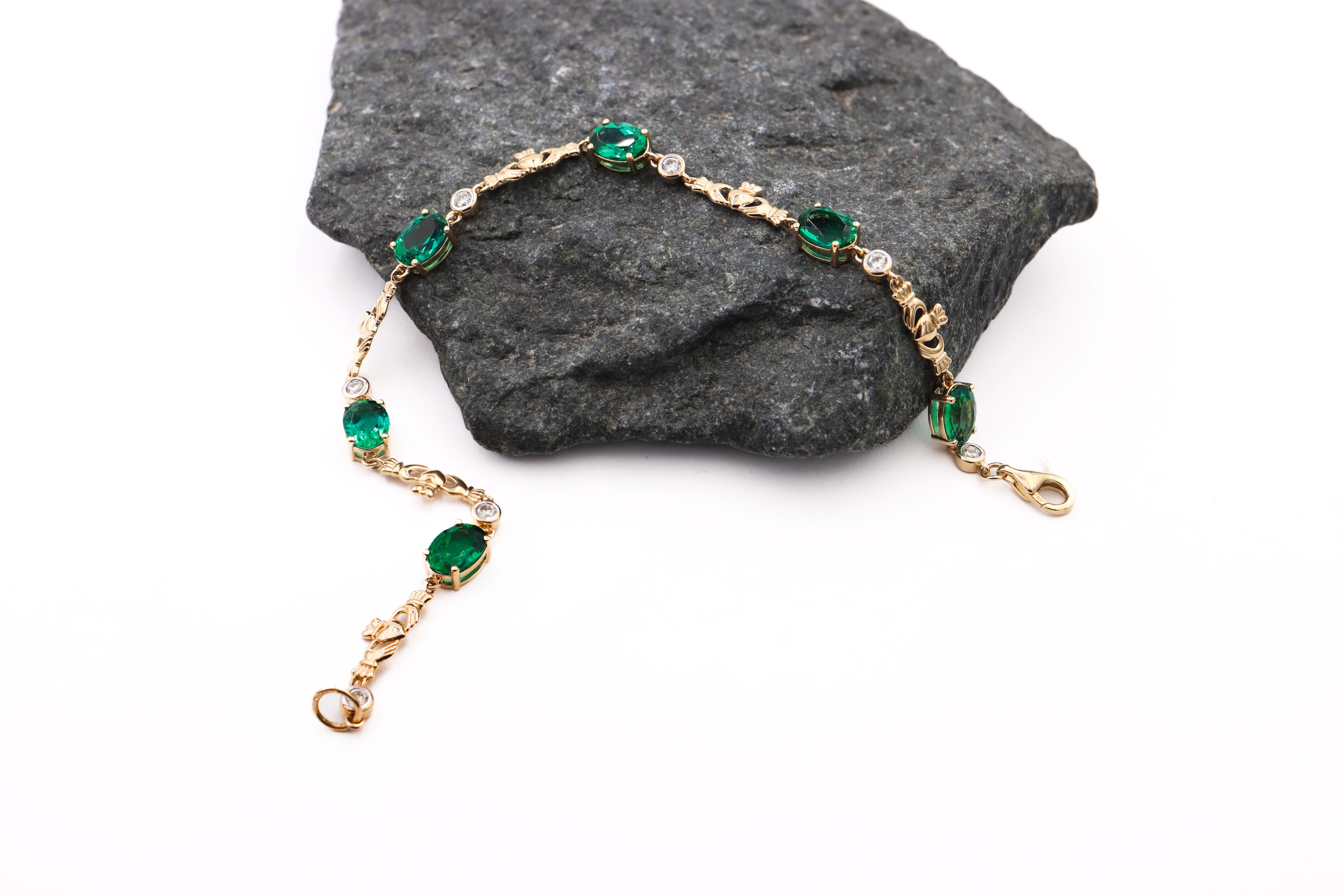 Irish Yellow Gold Claddagh Bracelet With a Polished Finish For Women