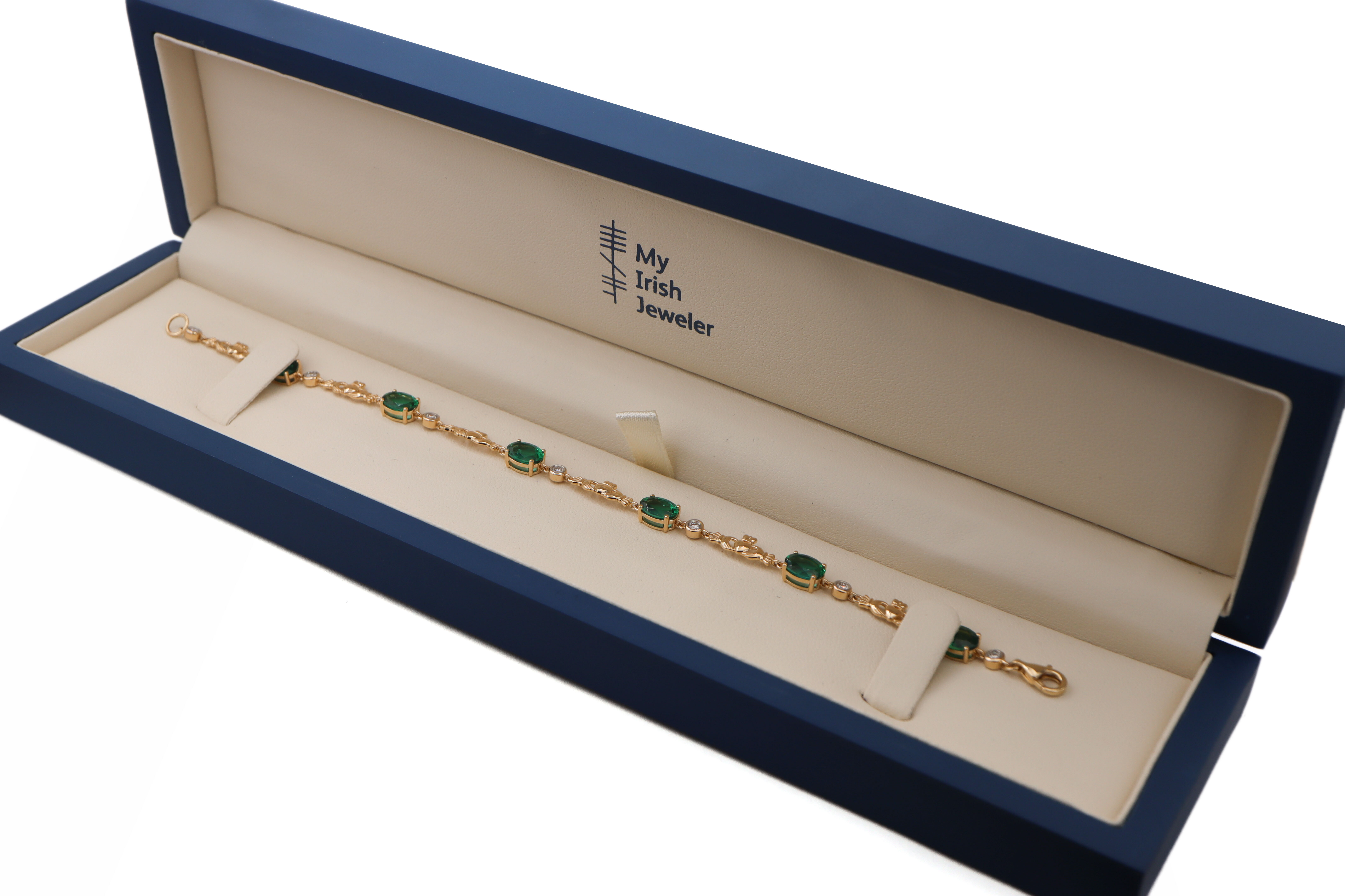 Womens Polished Claddagh Bracelet in Real Yellow Gold. In Luxury Packaging.