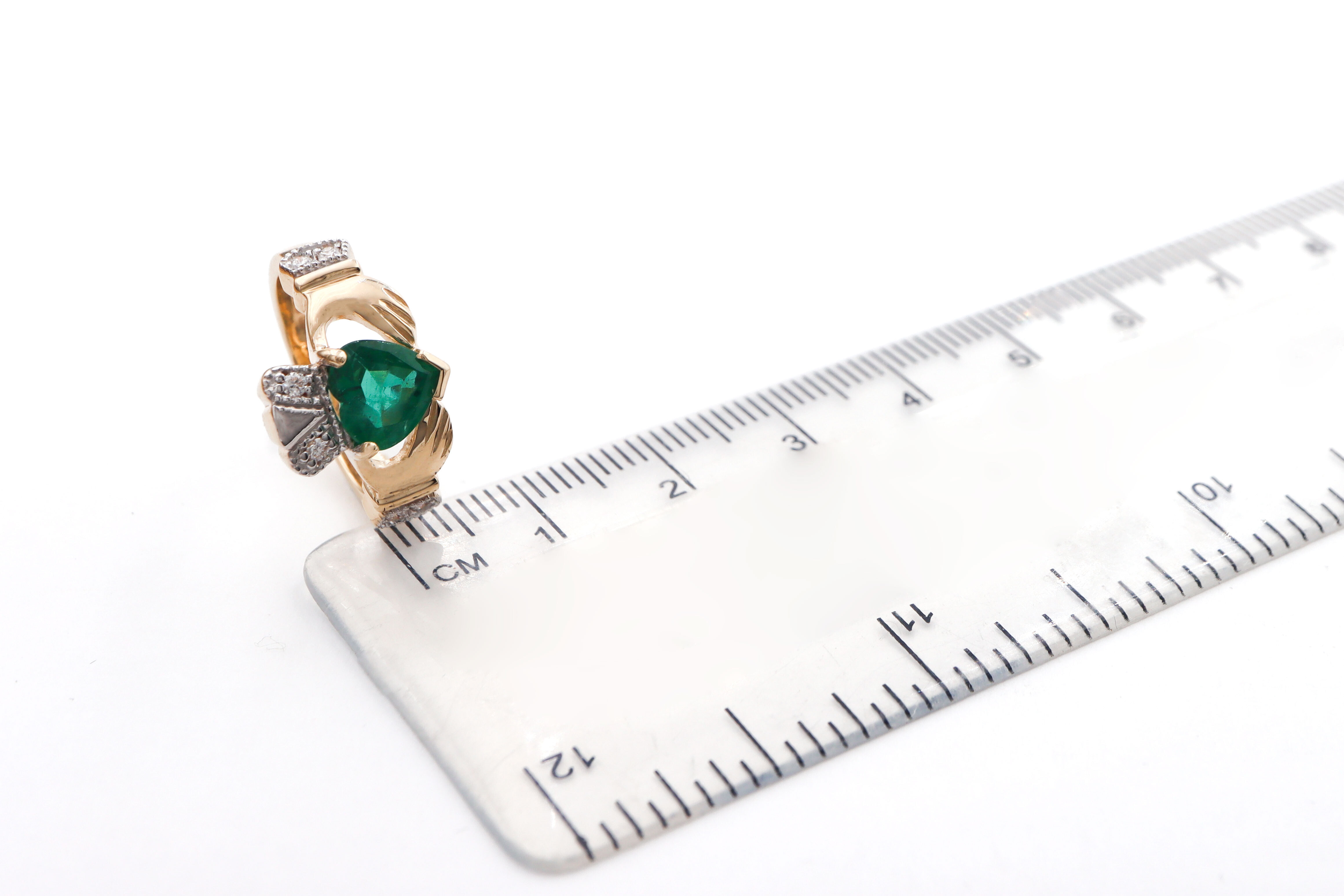 Romantic 14K Yellow Gold Claddagh Ring For Women. Picture For Scale.