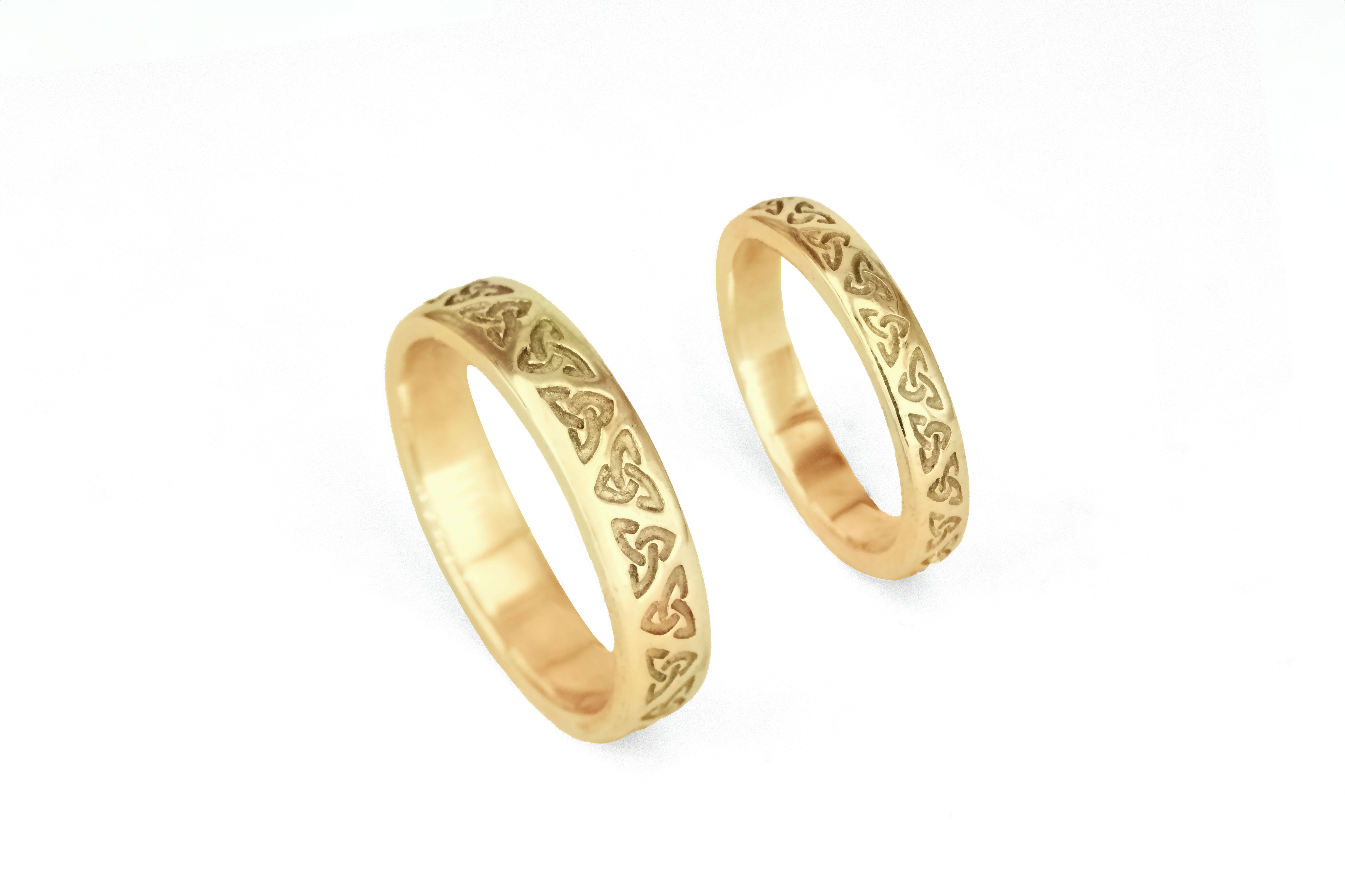 Genuine 18K Yellow Gold Trinity Knot Ring For Men