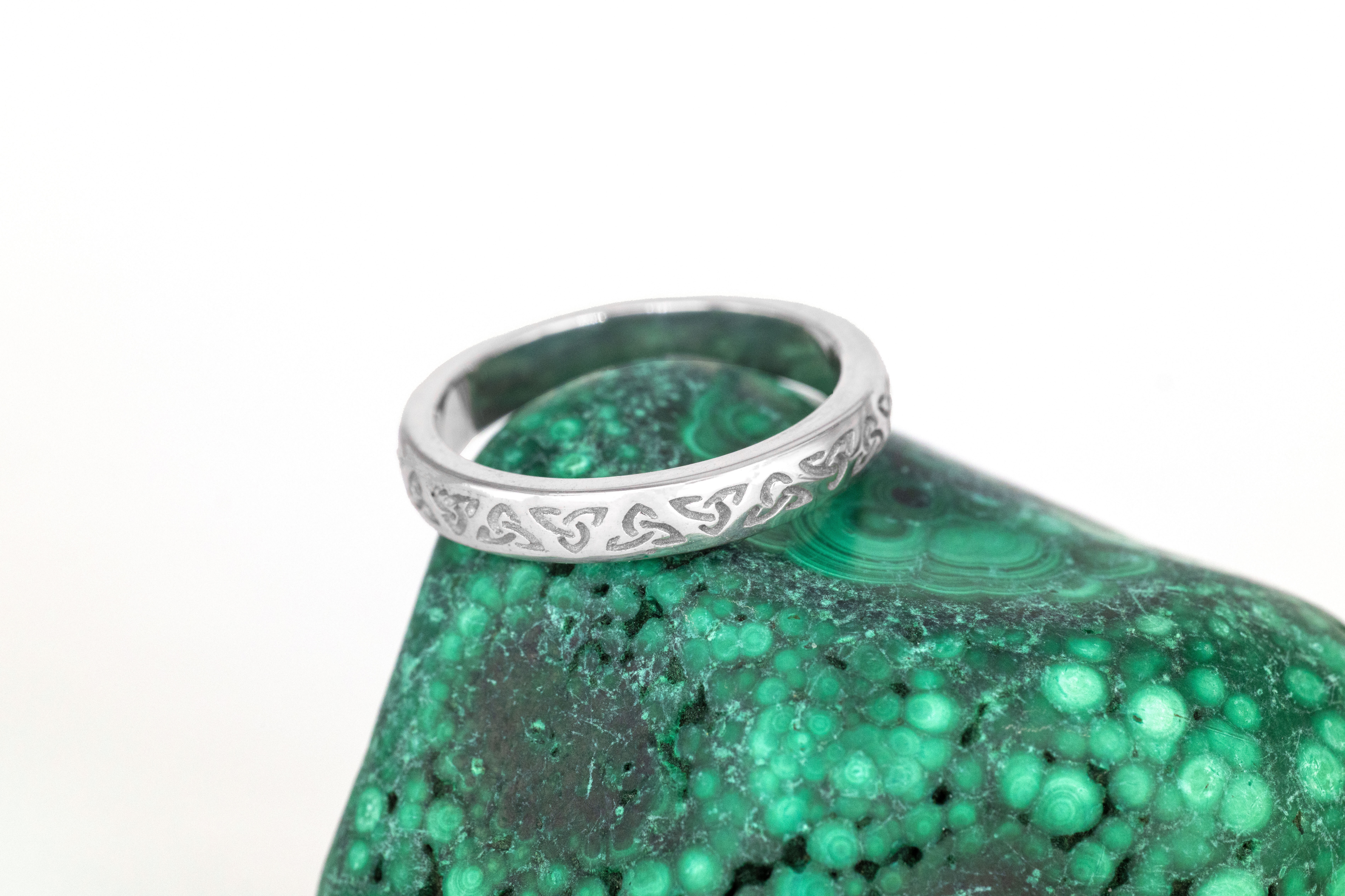 Womens Trinity Knot 5.5mm Ring in Real 18K White Gold