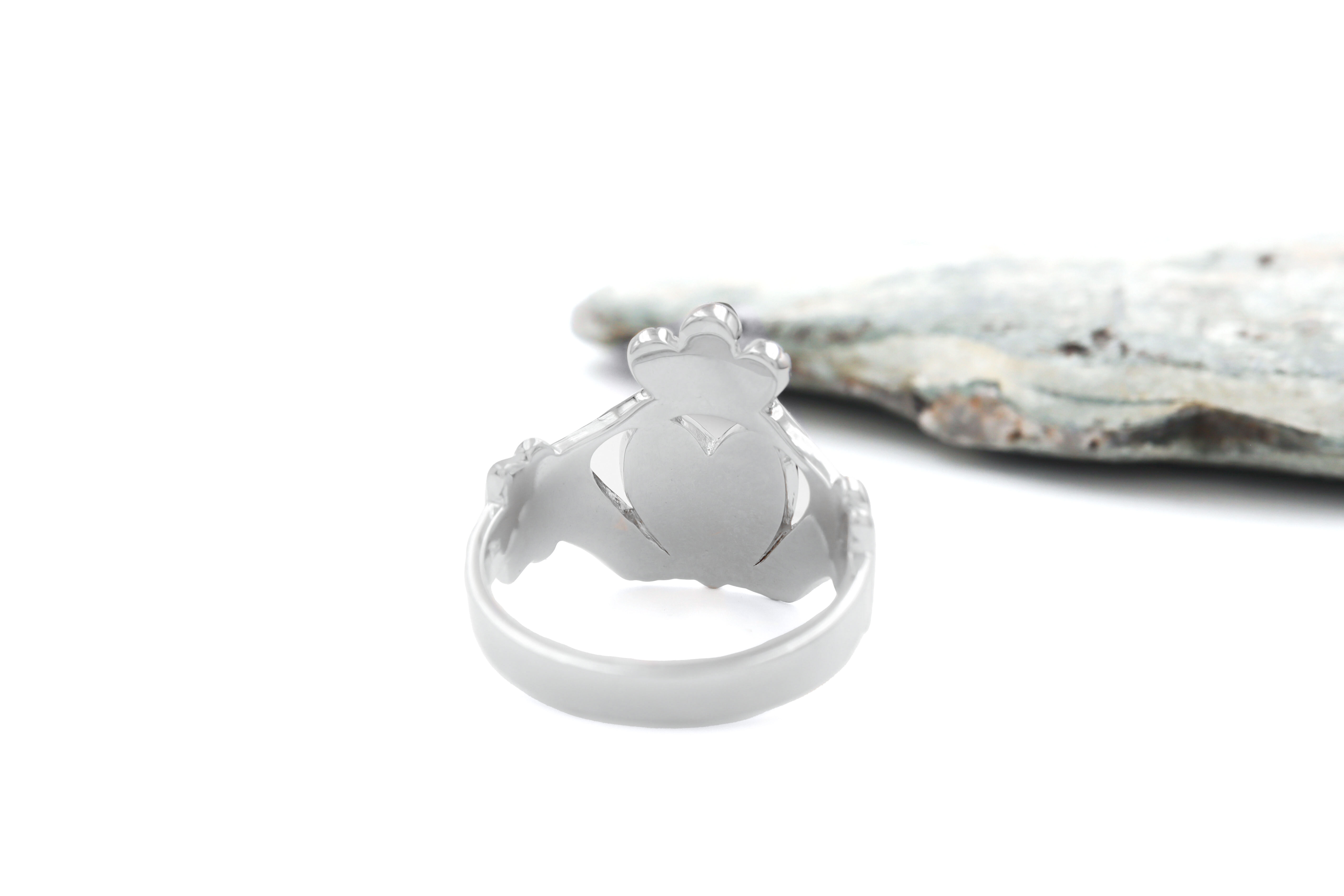 Large Authentic Sterling Silver Claddagh Ring With a Polished Finish For Men