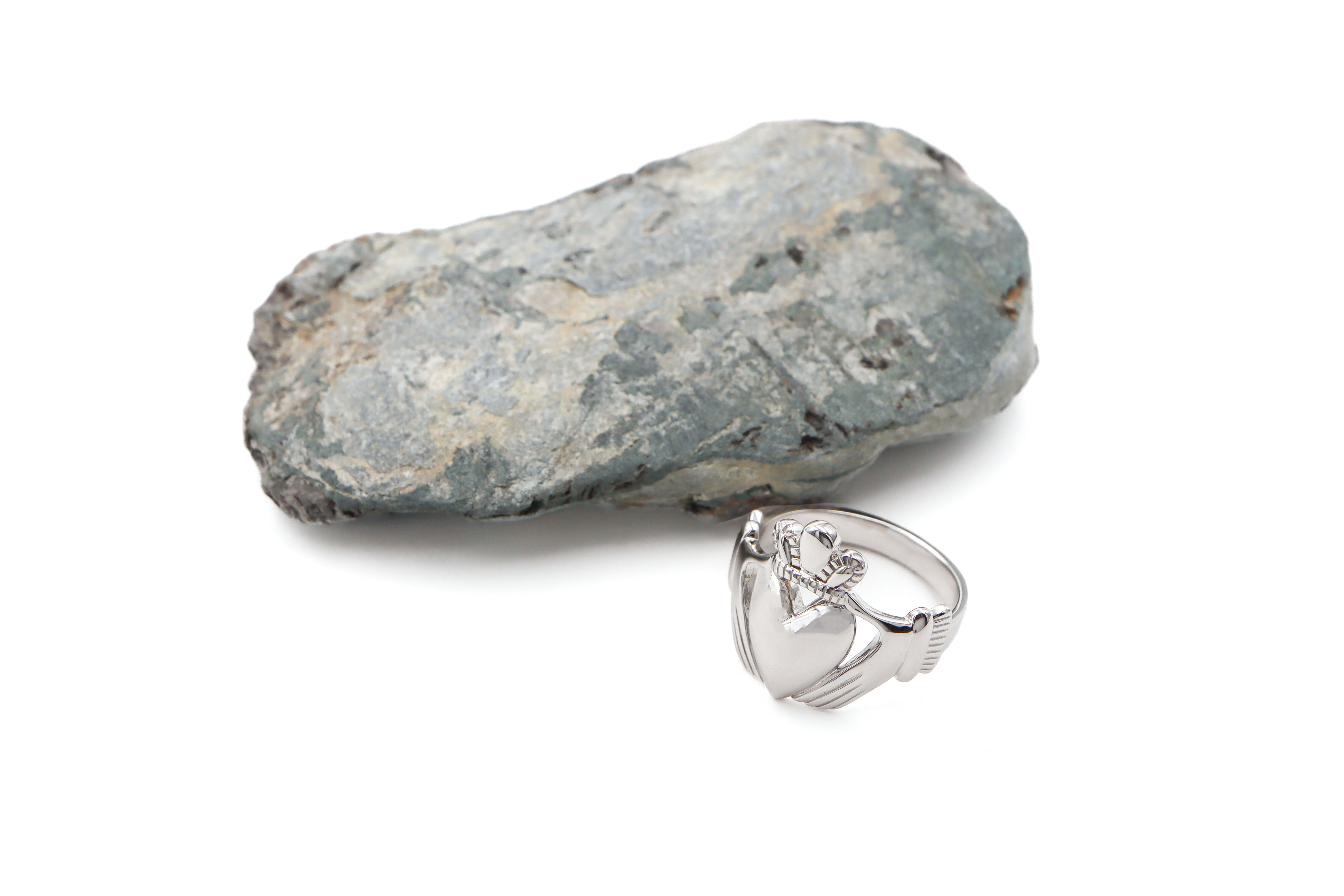 Mens Large Polished Sterling Silver Claddagh Ring