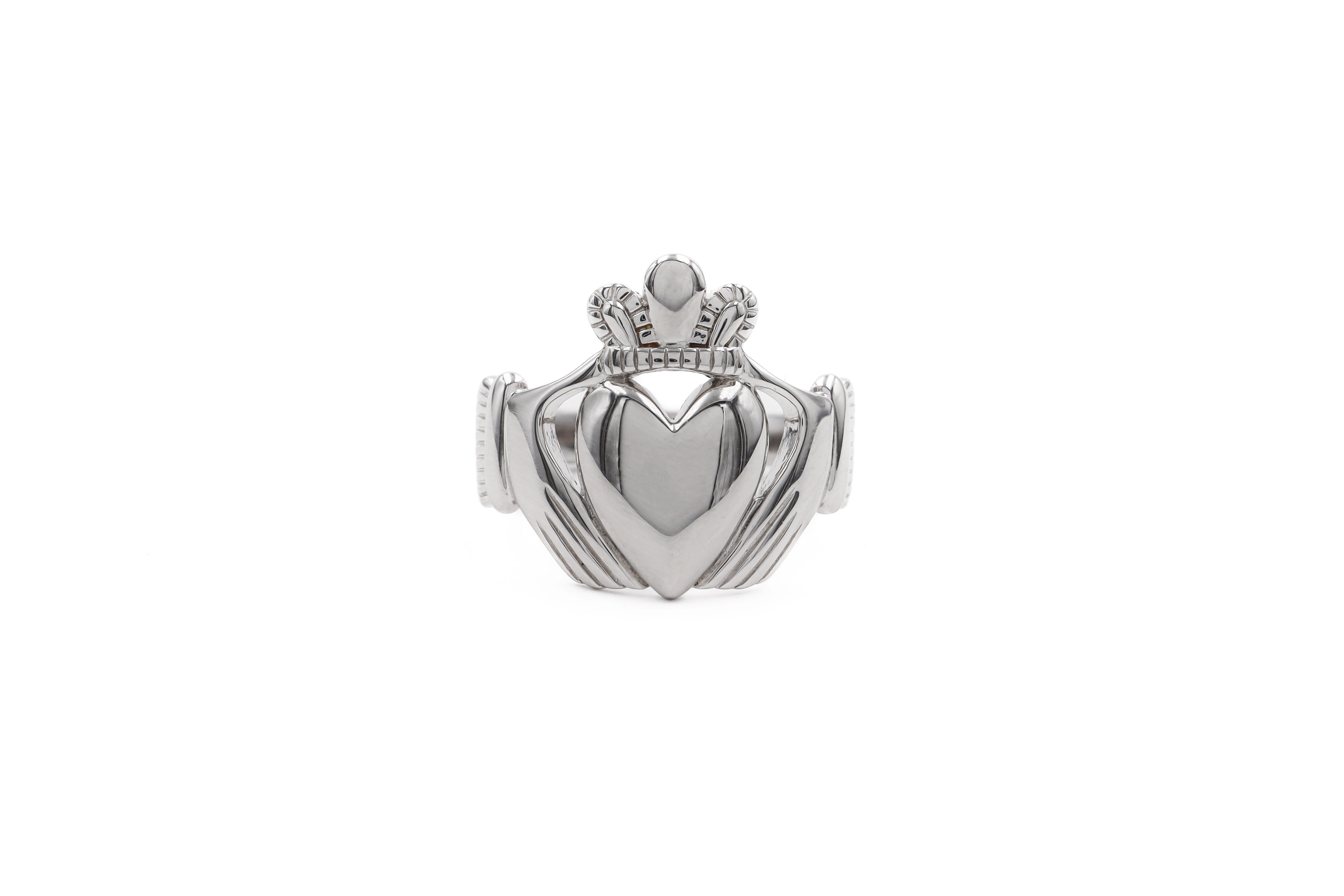 Large Real Sterling Silver Claddagh Ring For Men With a Polished Finish