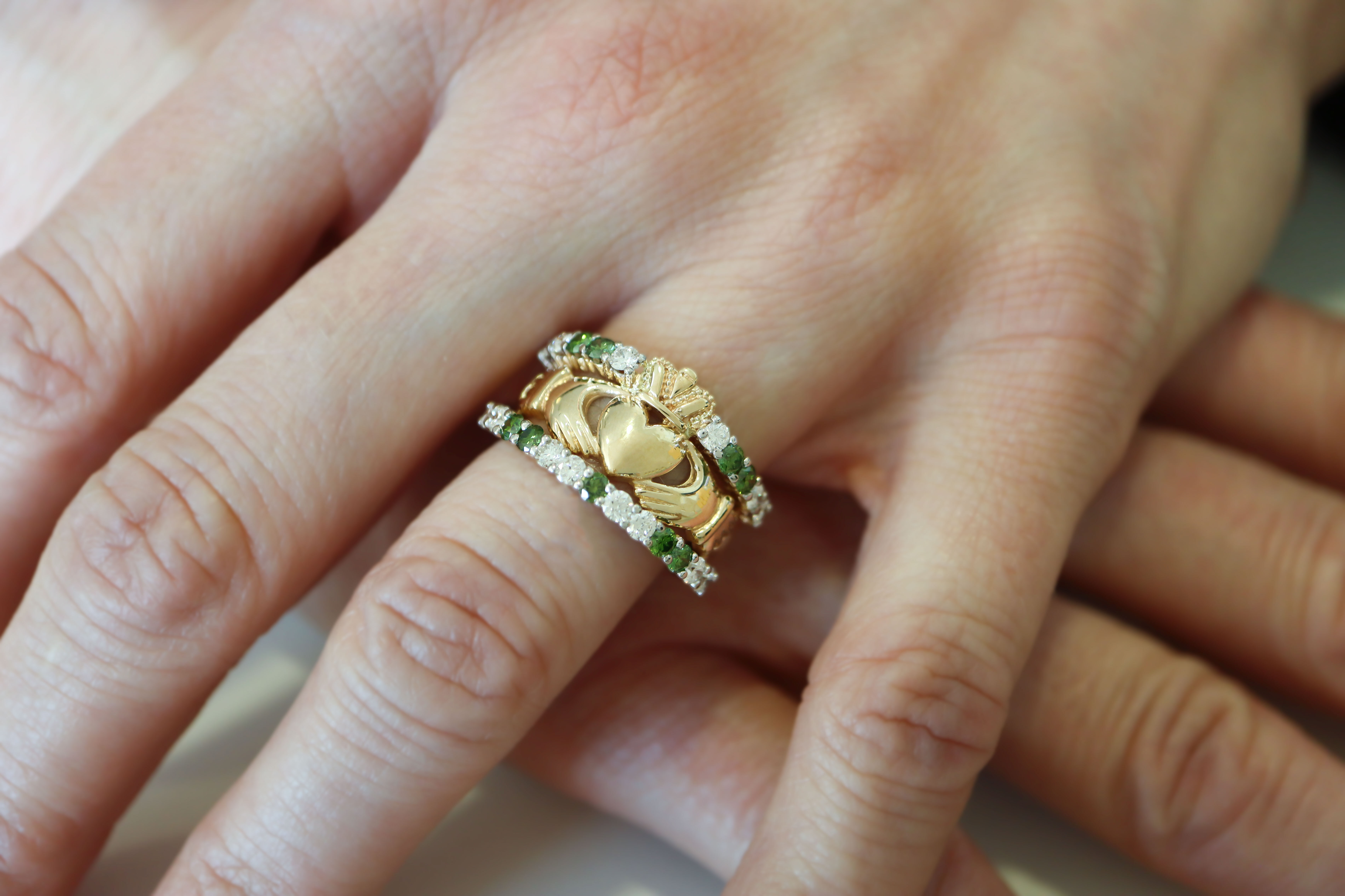 Fancy Diamond Claddagh Ring Sku 12882 model