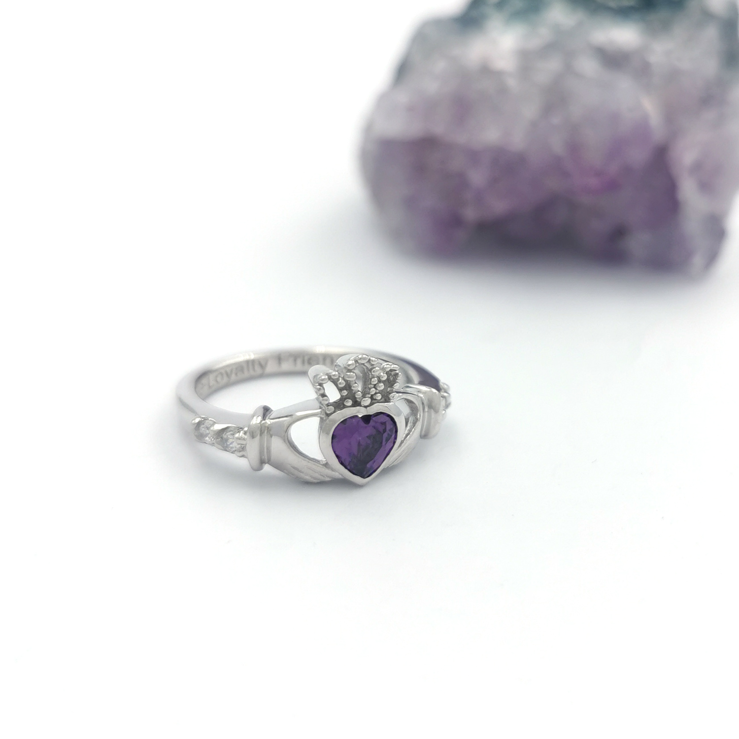 Womens Sterling Silver February Birthstone Ring