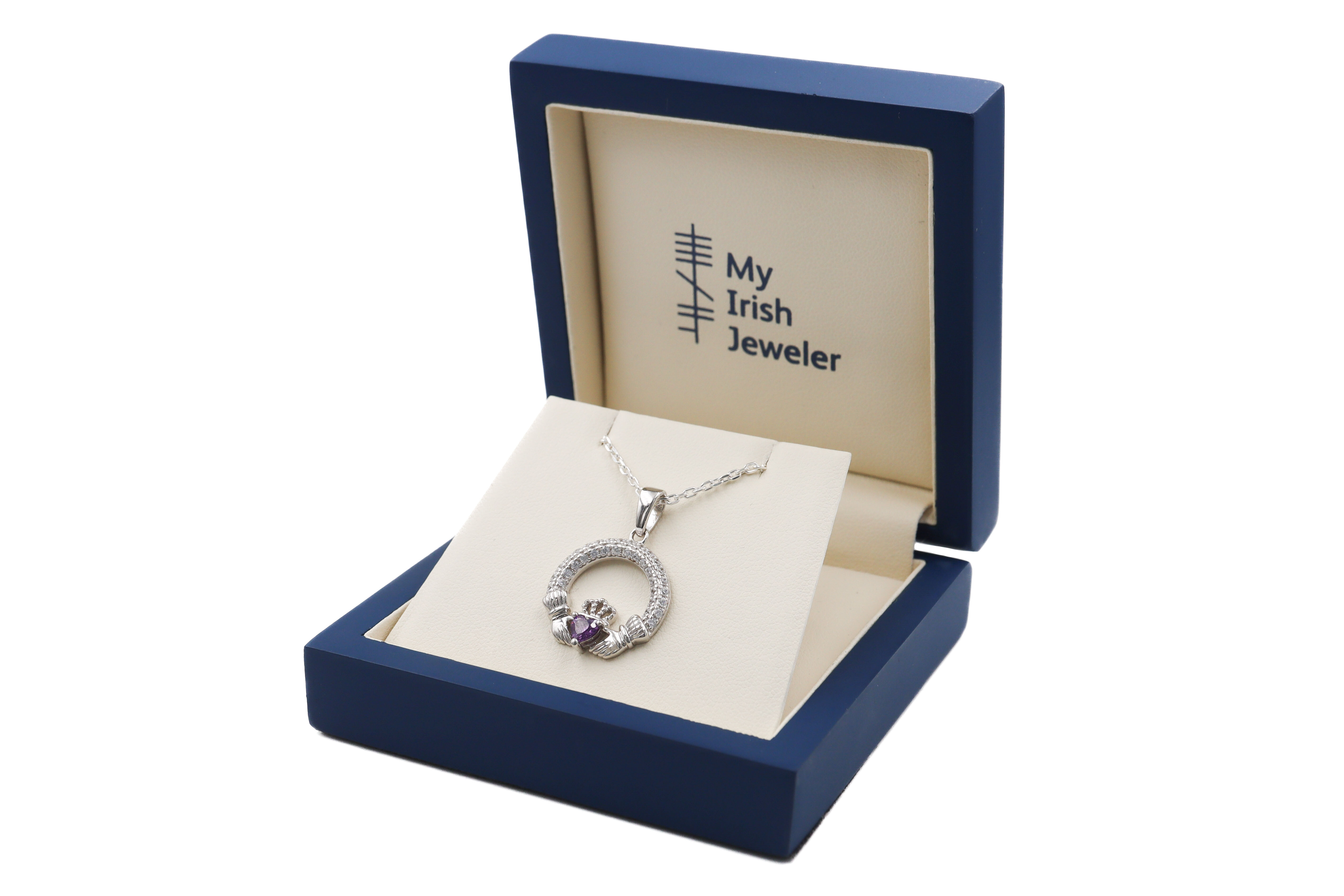 Real Sterling Silver February Birthstone Necklace For Women. In Luxury Packaging.