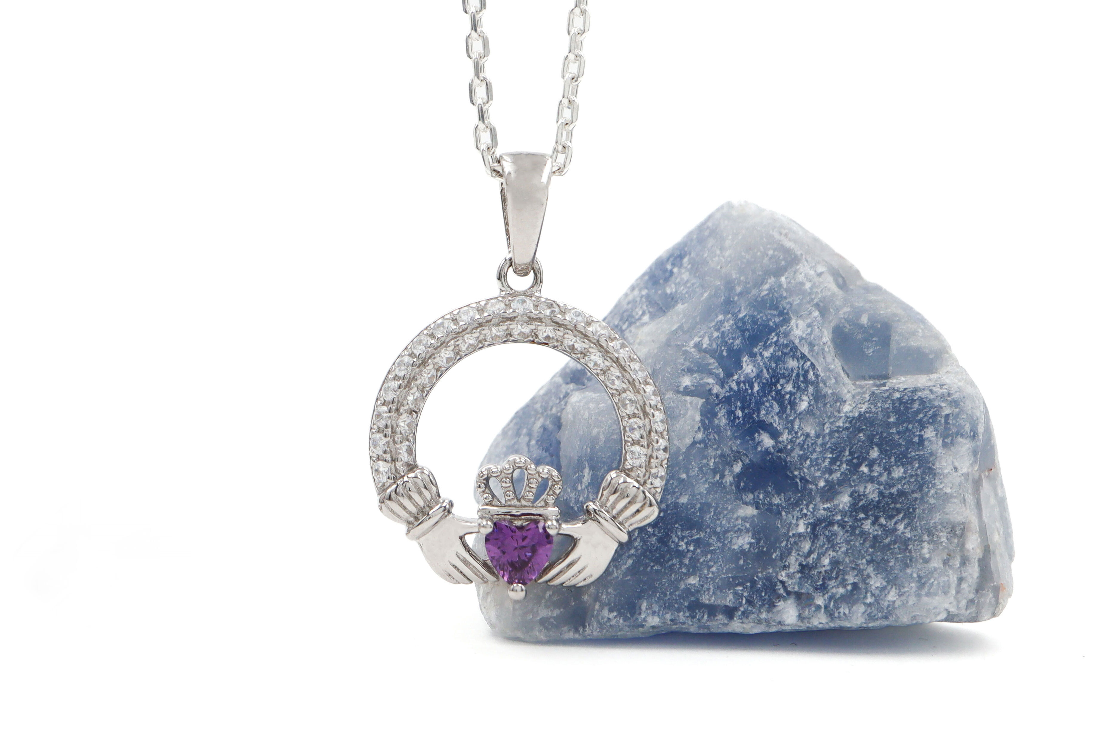 Womens Polished February Birthstone Gift Set in Real Sterling Silver