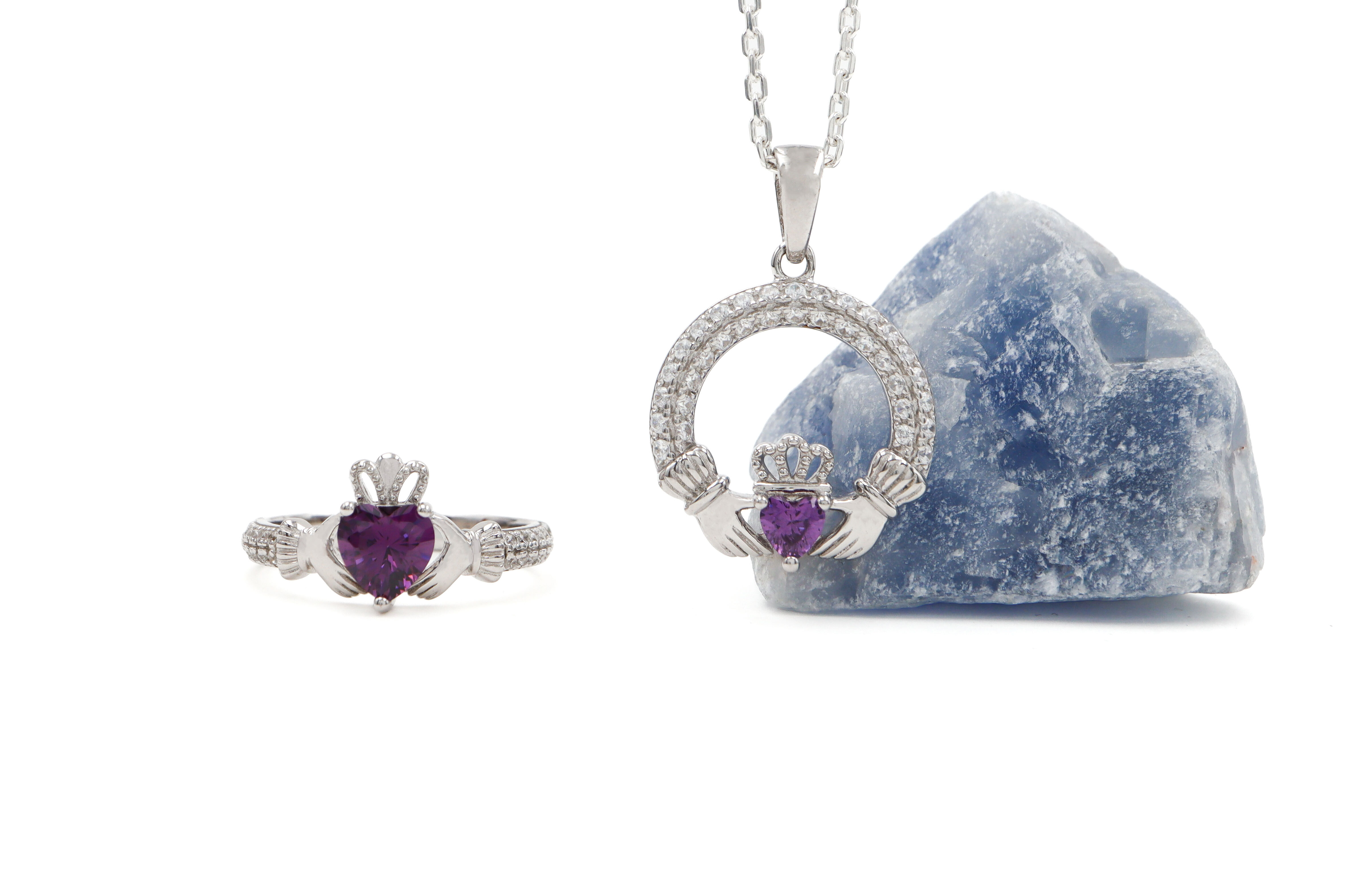 Womens Sterling Silver February Birthstone Necklace