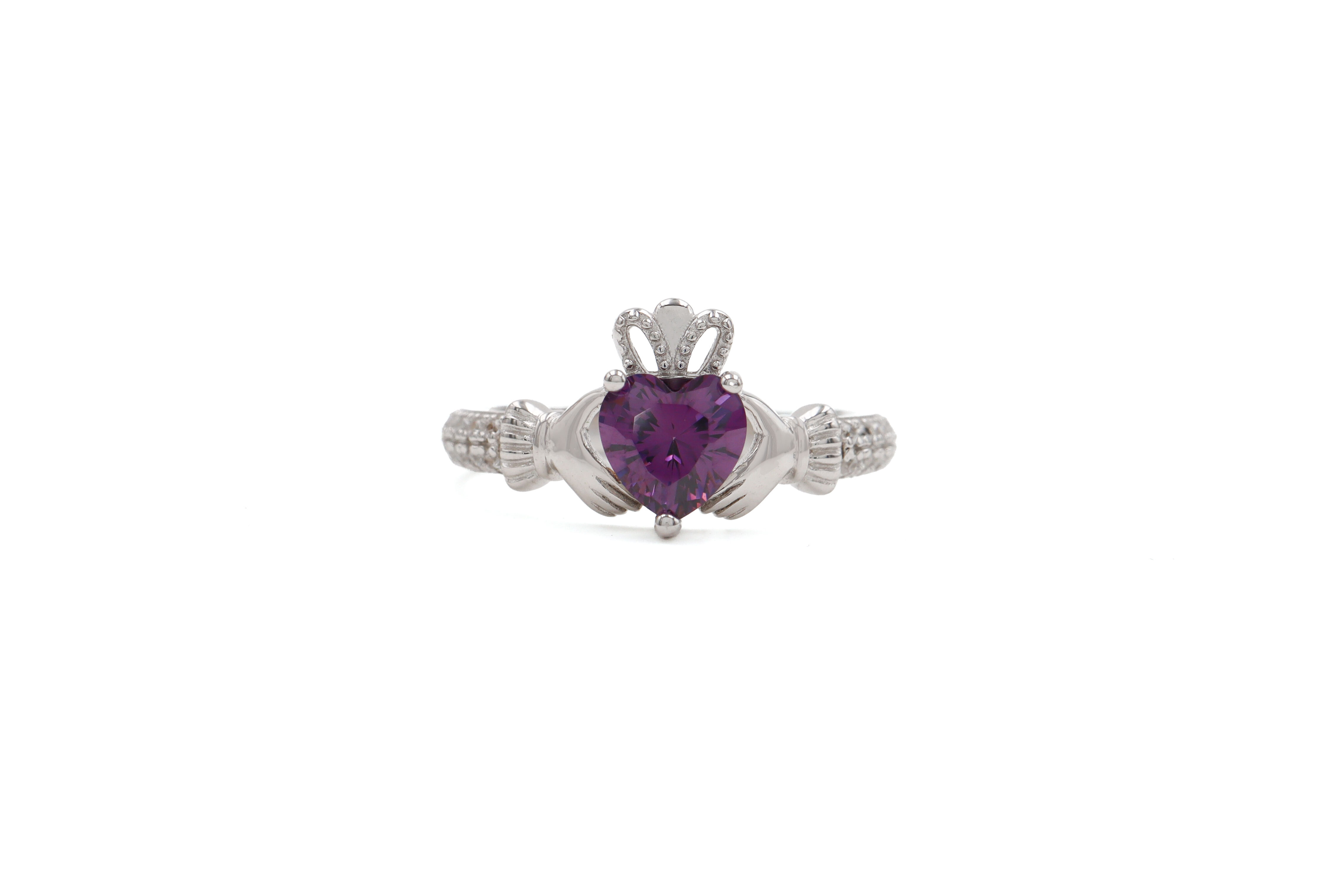 Authentic Sterling Silver February Birthstone 2.0mm Ring For Women