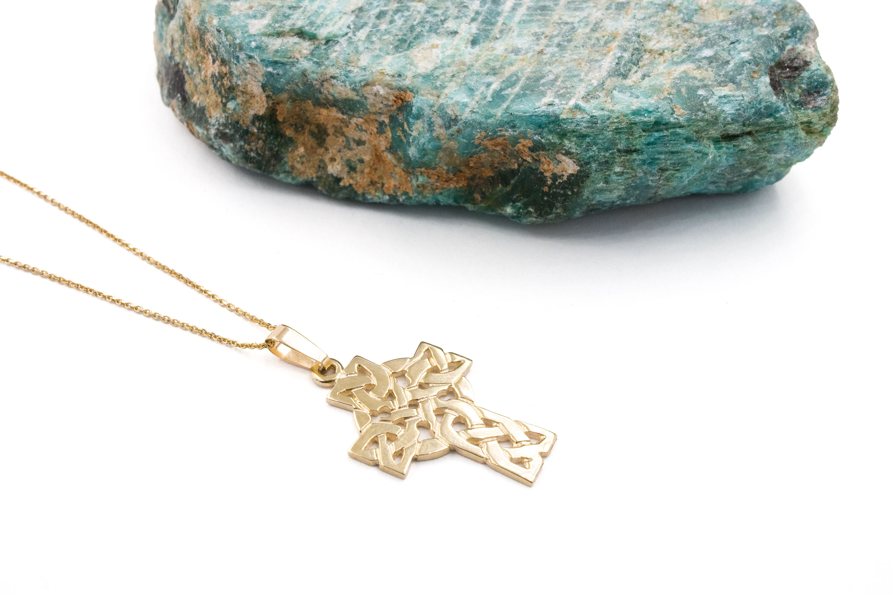 Celtic Cross & Celtic Knot - Shown with Light Cable Chain