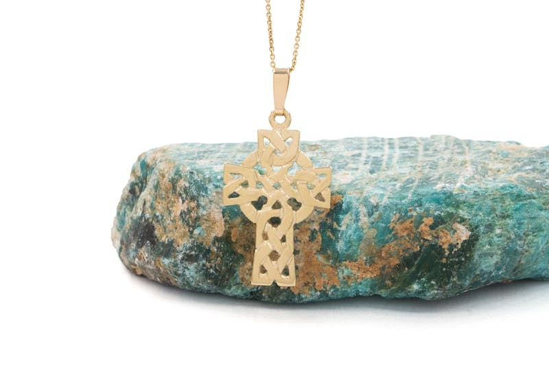 Celtic Cross Necklace in Real 10K Yellow Gold