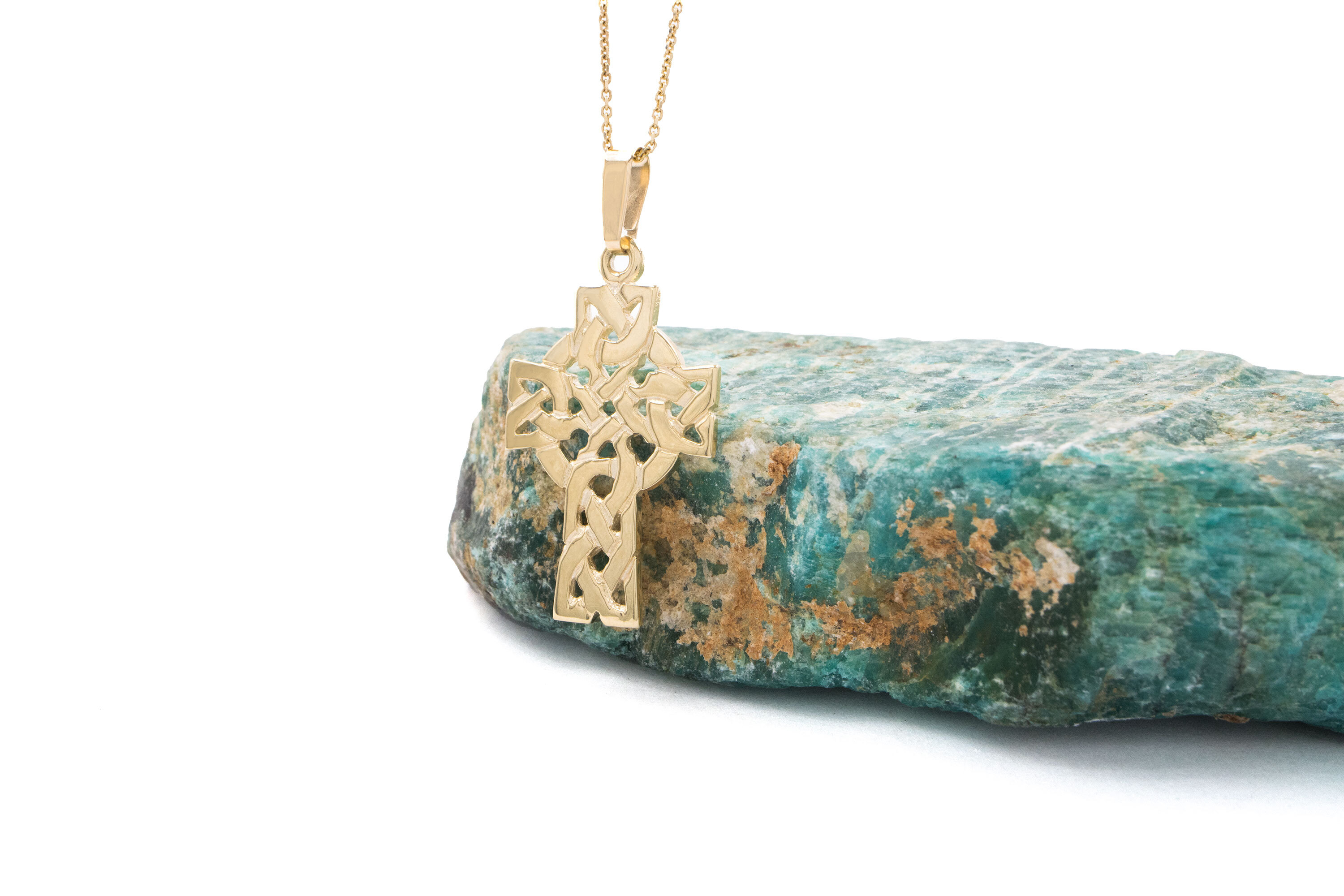Striking Yellow Gold Celtic Cross Necklace