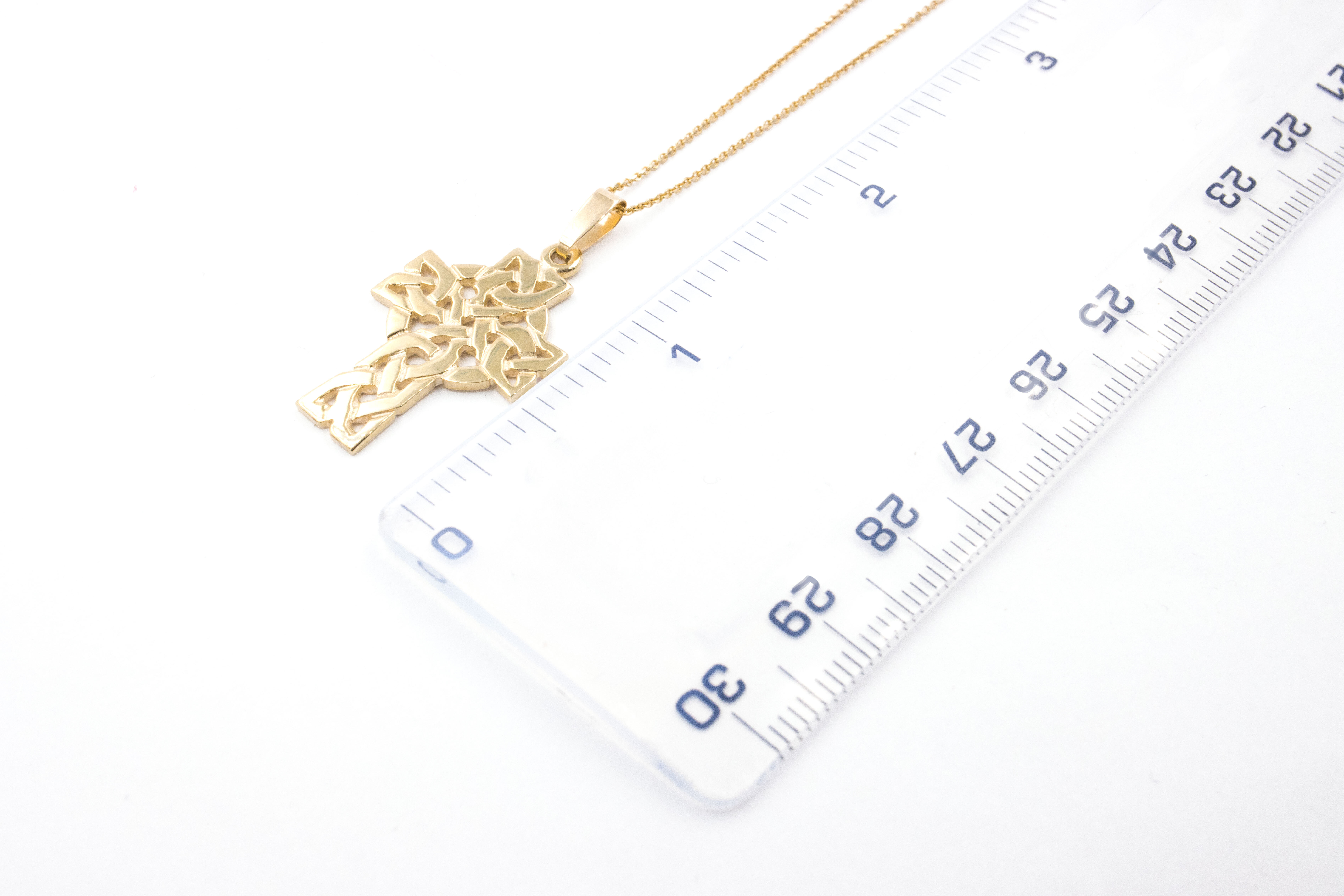 Striking Yellow Gold Celtic Cross Necklace