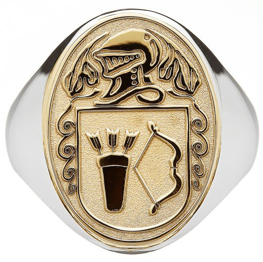 Womens Authentic Sterling Silver & Yellow Gold Family Crest 14.8mm Ring