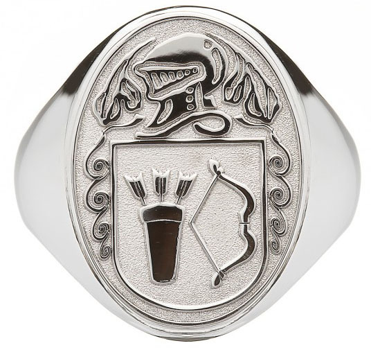 Heirloom 14K White Gold Family Crest Ring For Men