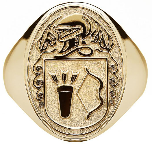 Mens Heirloom Weight 18K Yellow Gold Family Crest 14.8mm Ring