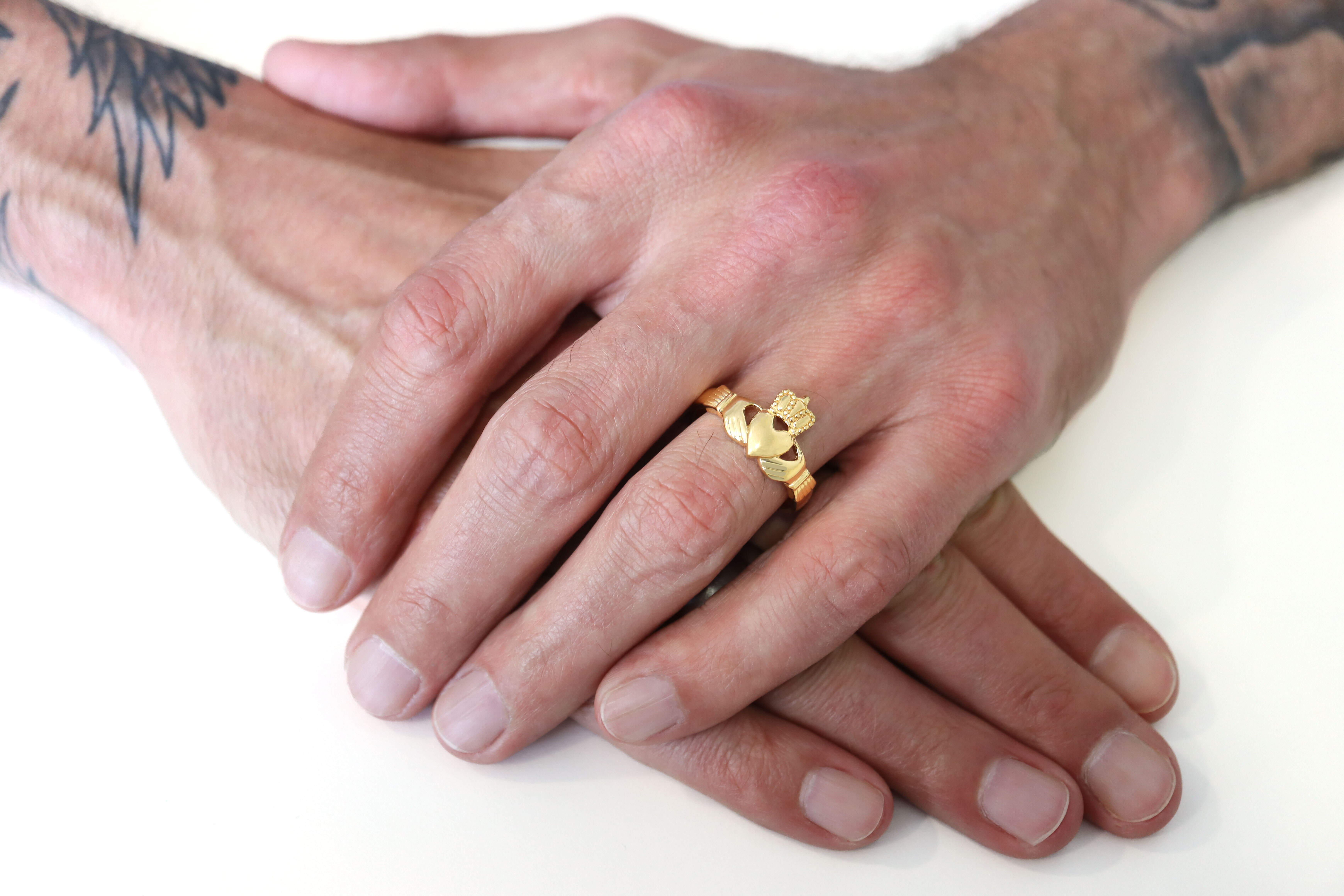 Gents Gold Vermeil Claddagh Ring Sku 25199 model