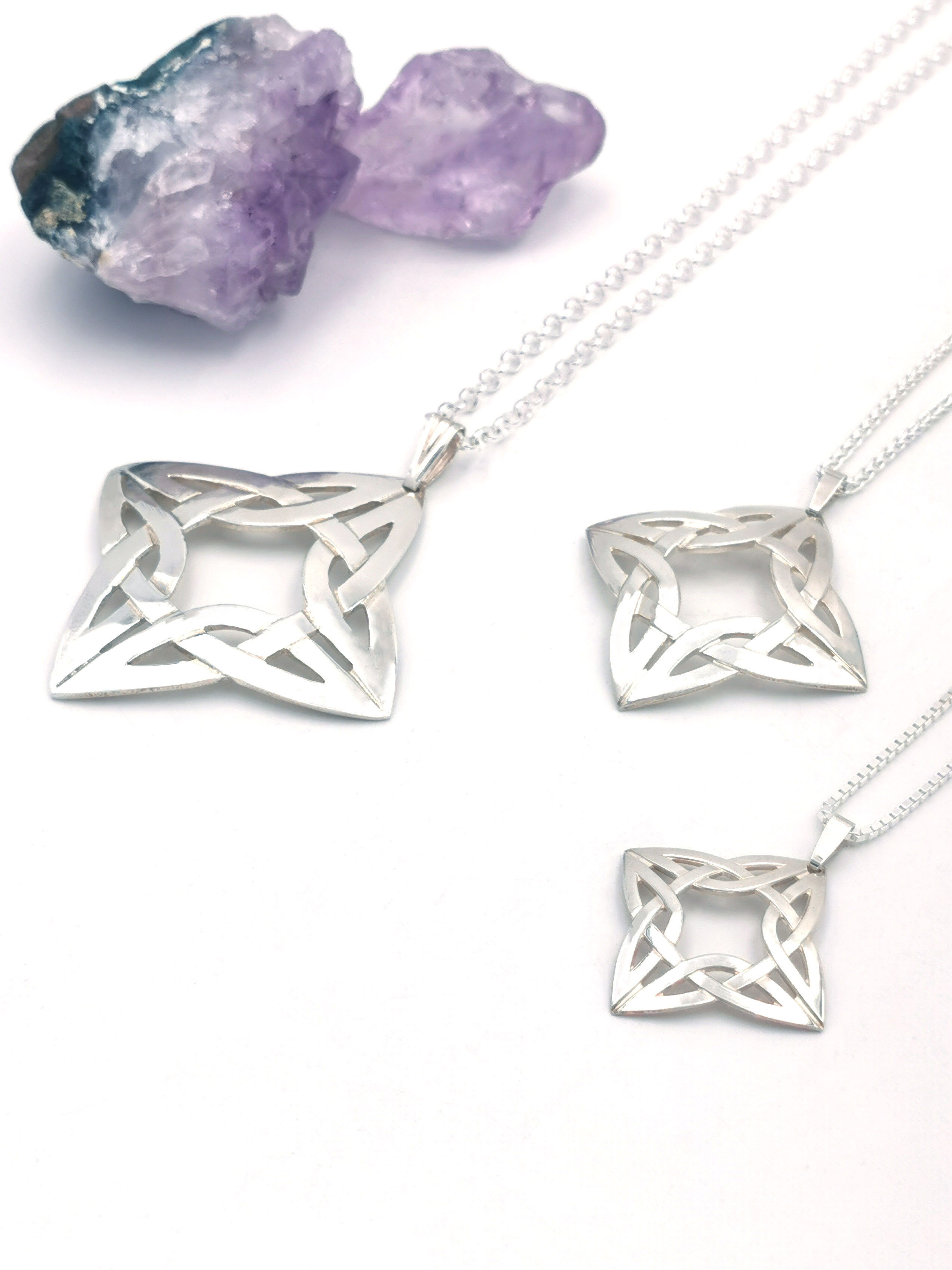 Large Gorgeous Sterling Silver Celtic Knot Necklace For Women