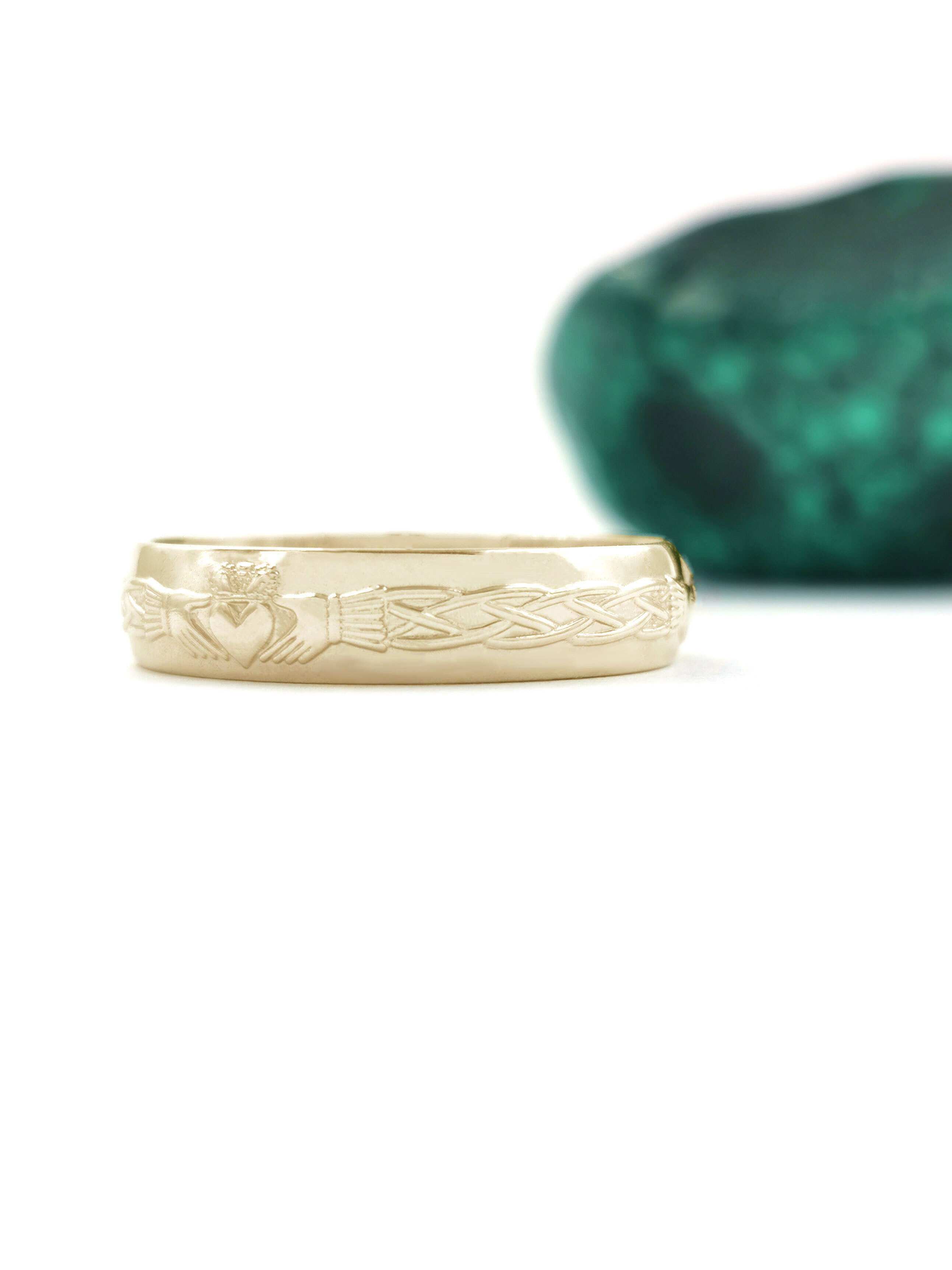 Striking Yellow Gold Claddagh & Celtic Knot Ring For Men