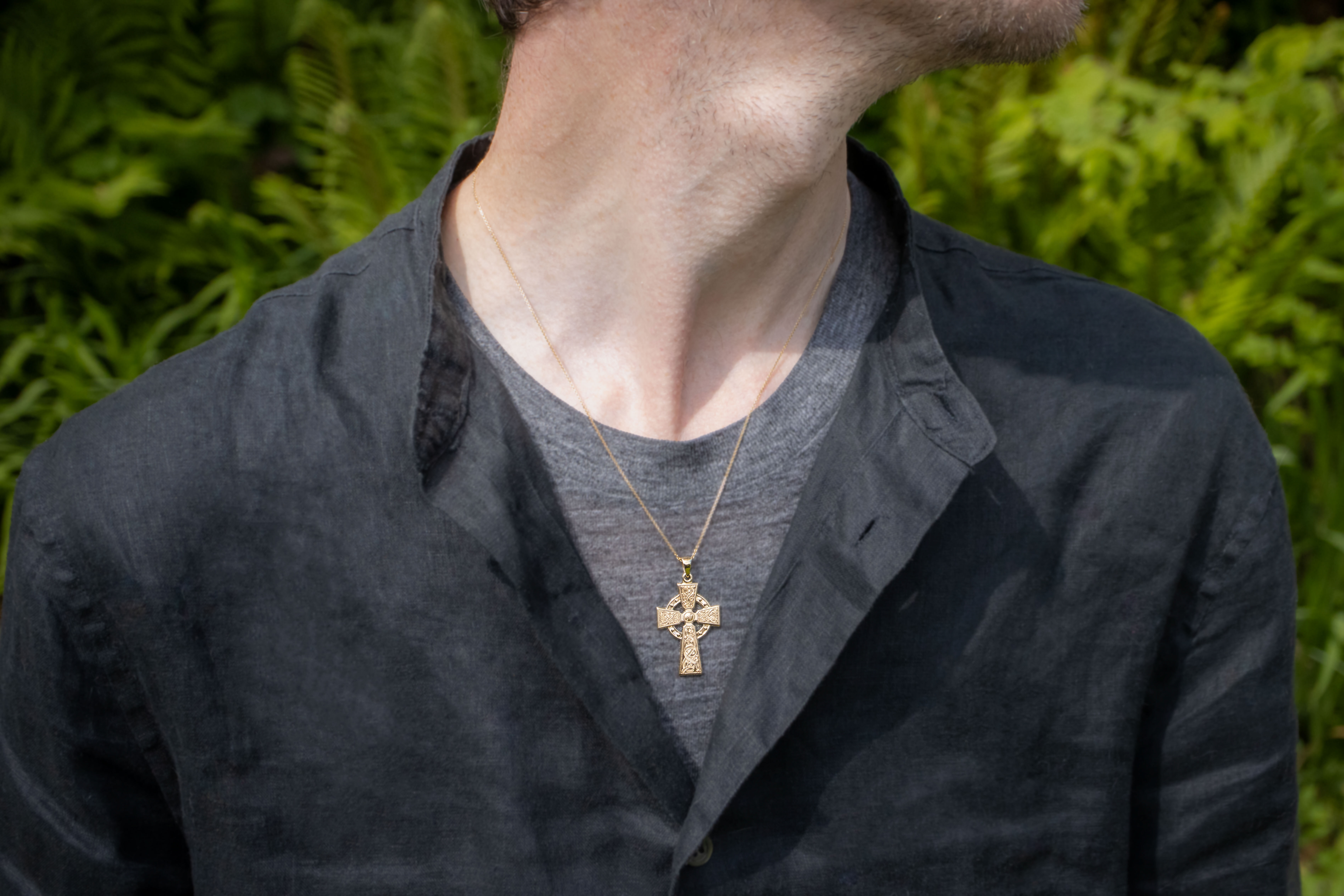 Gold Celtic Warrior Shield Cross model Mens