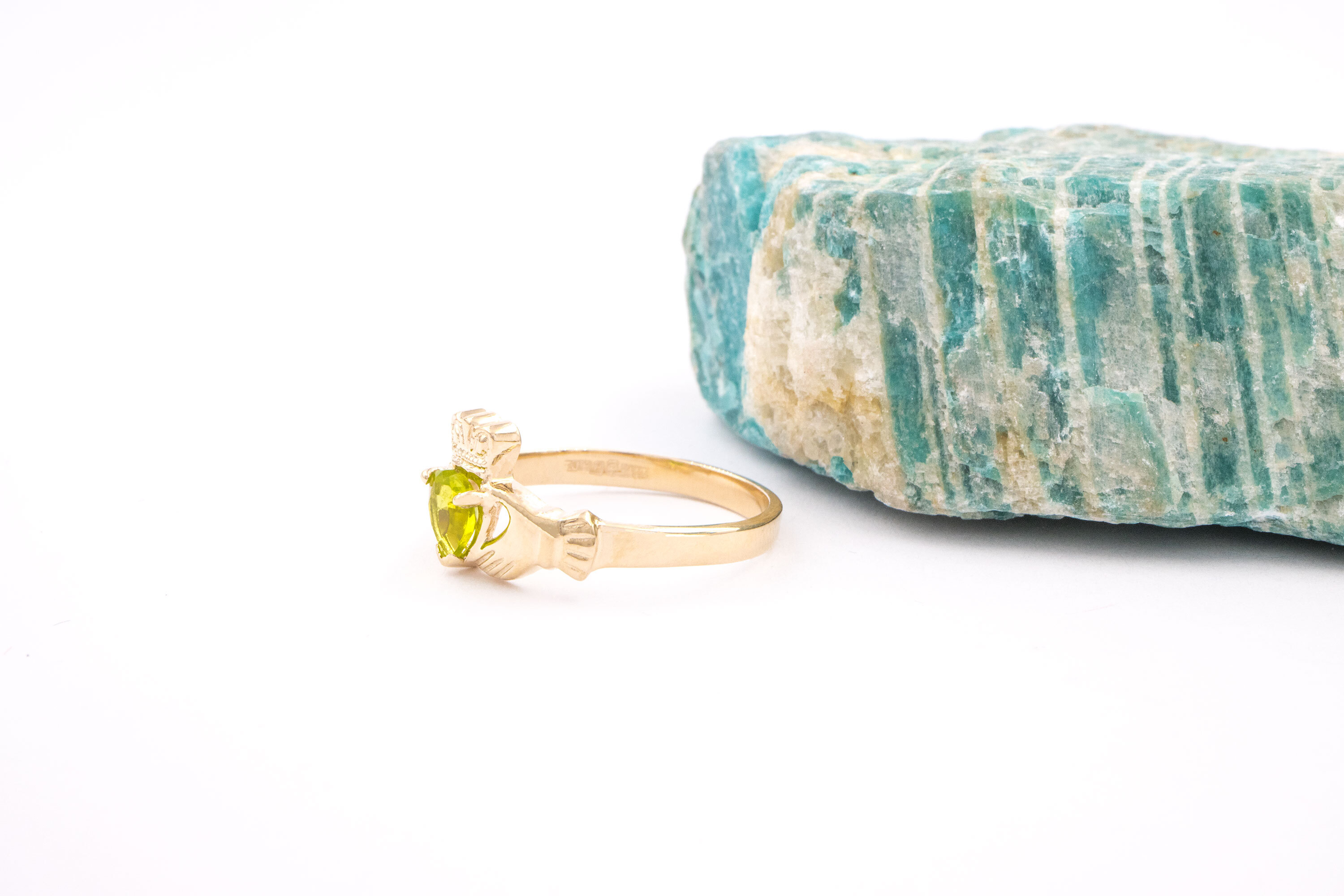 Real Yellow Gold August Birthstone Anniversary Ring For Women