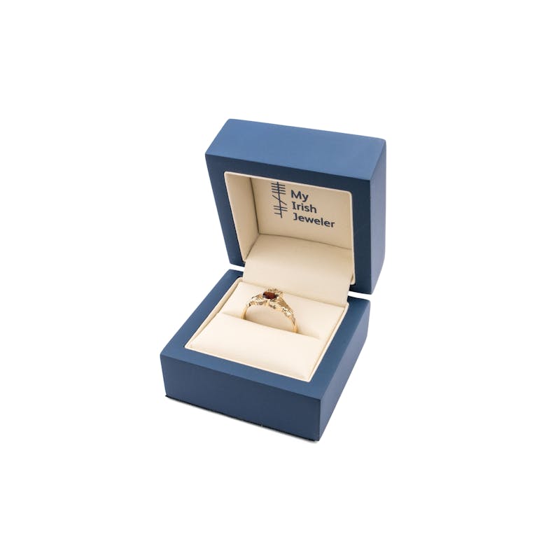 Real 10K Yellow Gold January Birthstone Anniversary Ring For Women